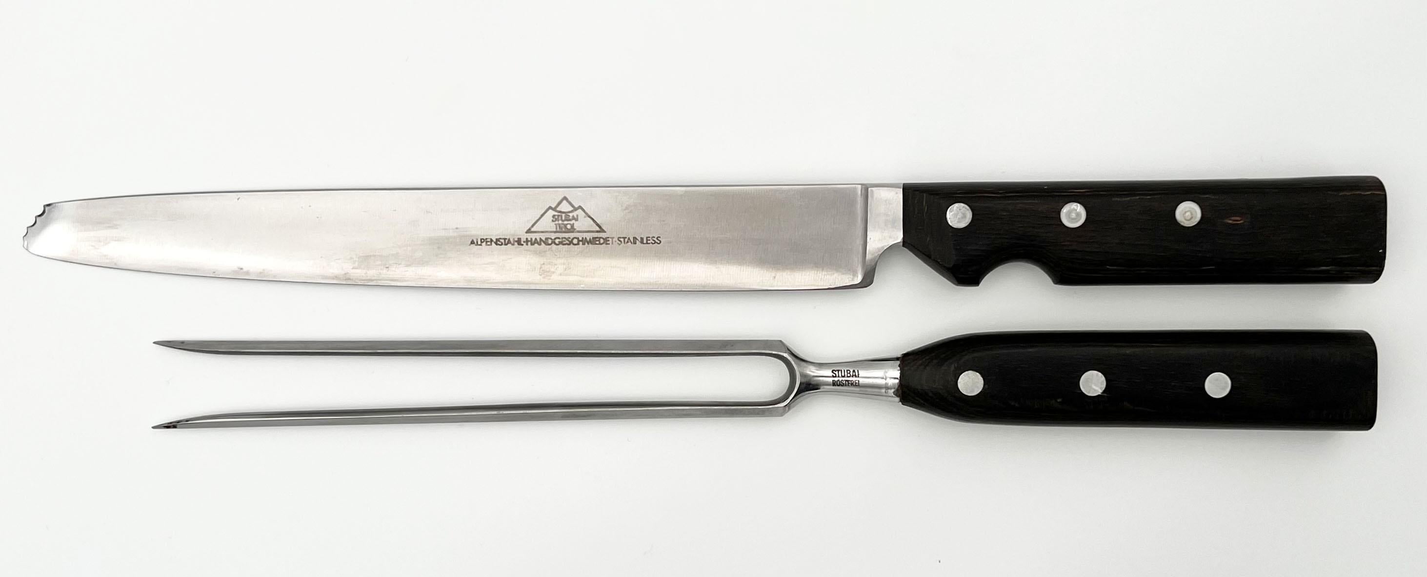 Mid-Century Modern Carl Aubock Carving Knife and Fork Set, 1960s, Vienna For Sale