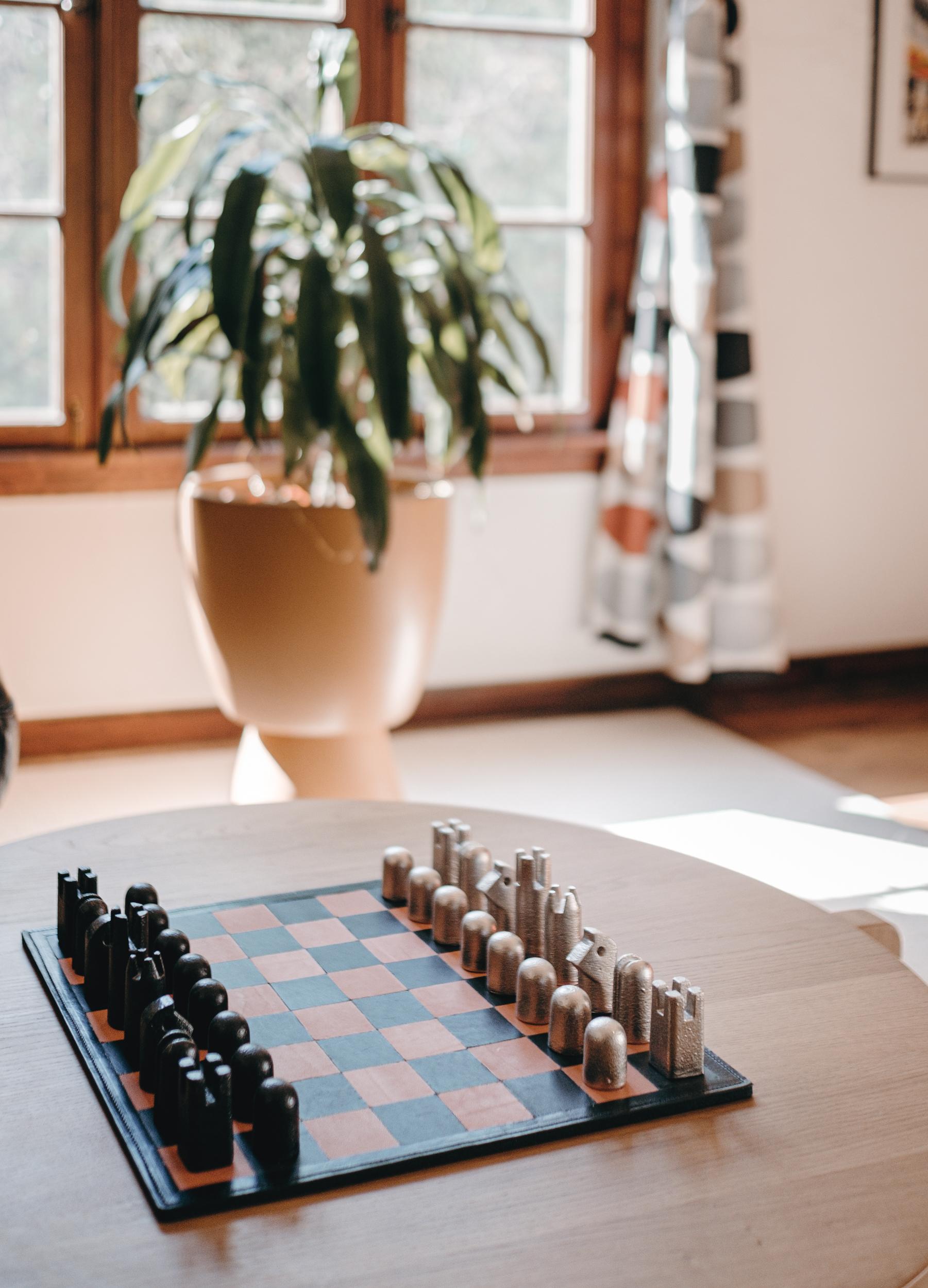 Carl Auböck chess set, originally designed in the 1950s. 

Authorized re-edition of a design originally produced by Carl Auböck III. This set is handmade in the original Auböck workshop in the 7th district of Vienna using the same exacting