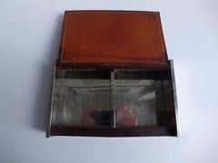 Carl Auböck Chrome Box with Leather Lid, 1930s