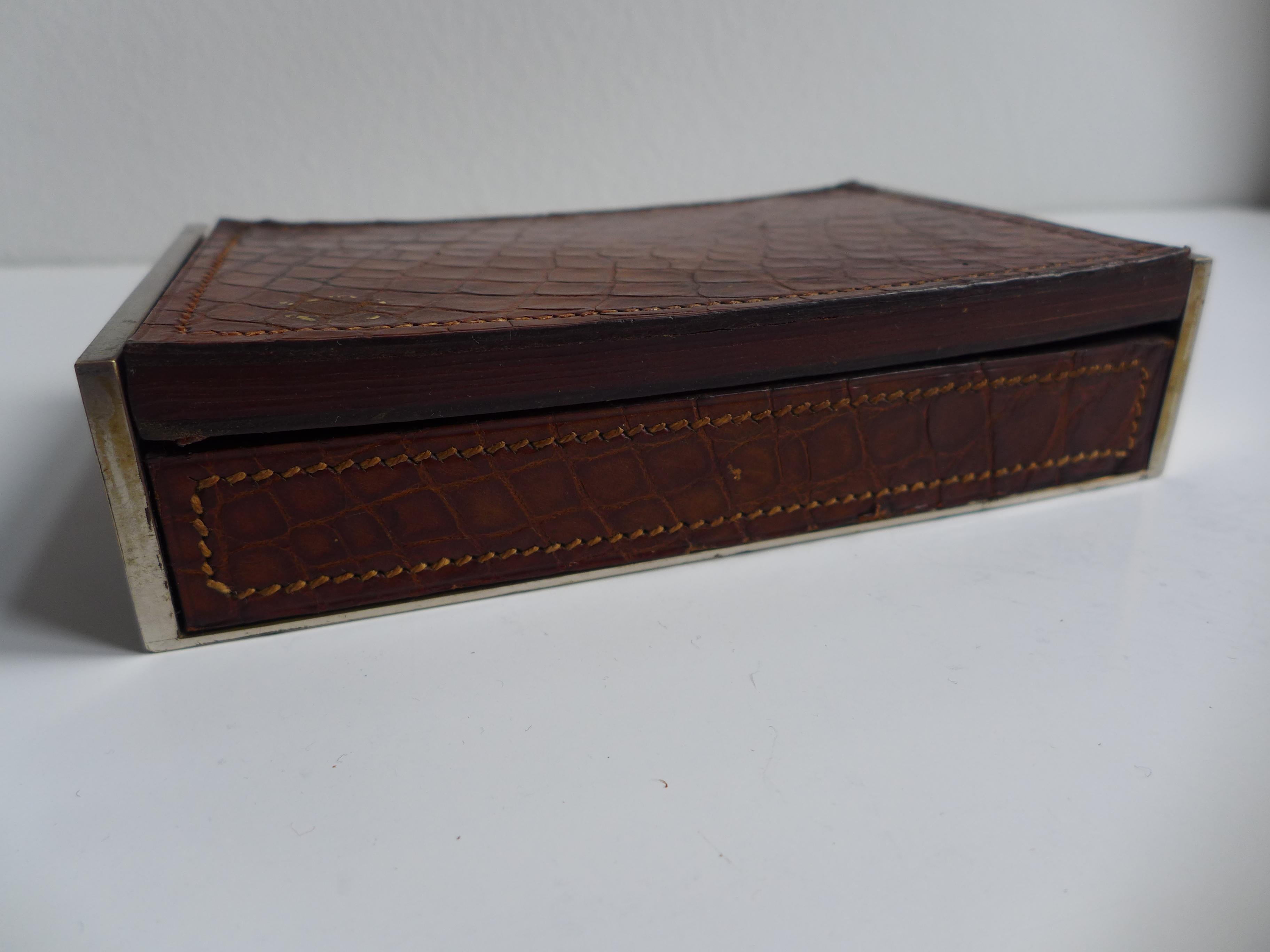 Carl Auböck Chrome Box with Leather Lid, 1930s Bauhaus en venta