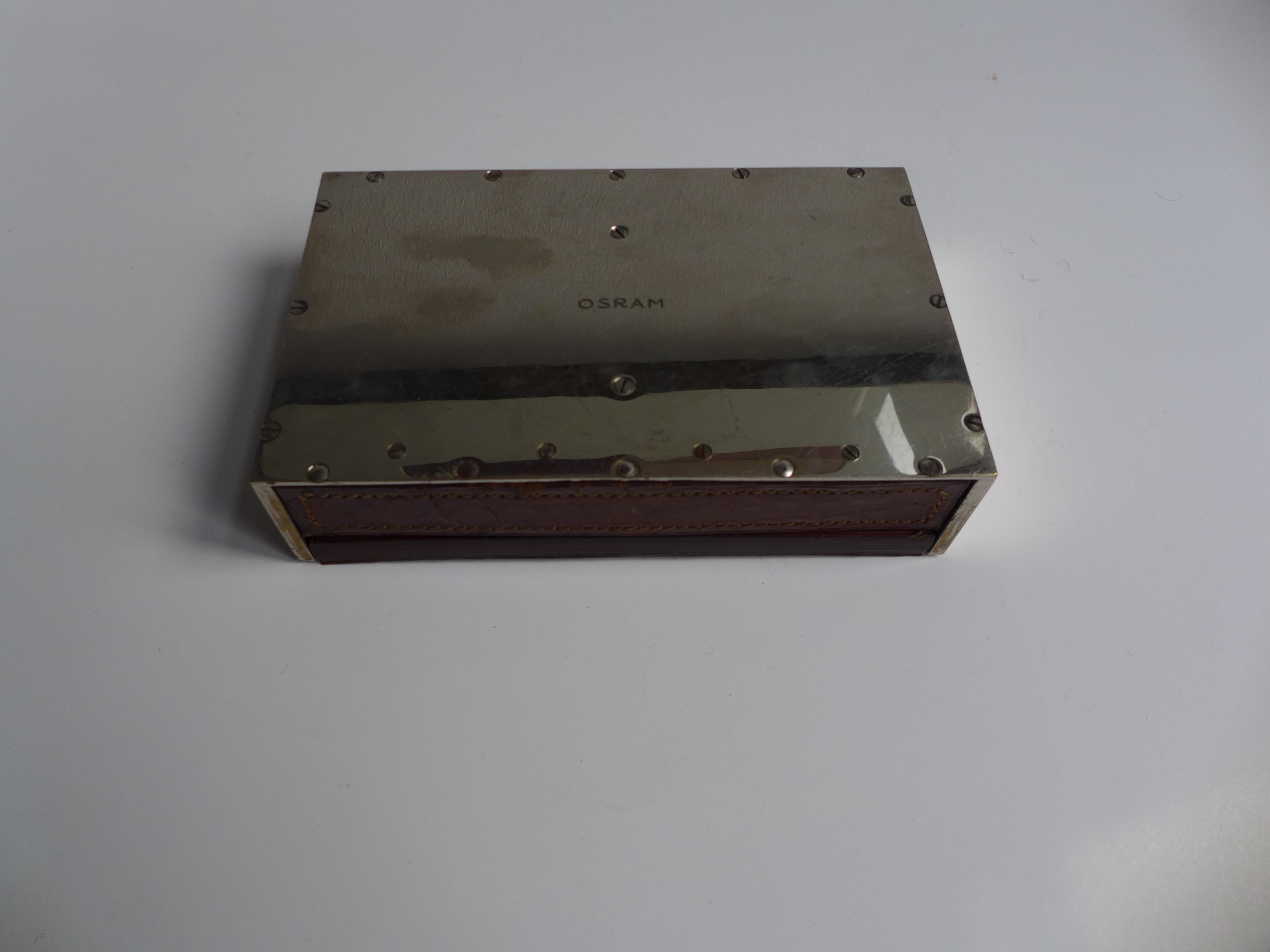 Carl Auböck Chrome Box with Leather Lid, 1930s Austríaco en venta