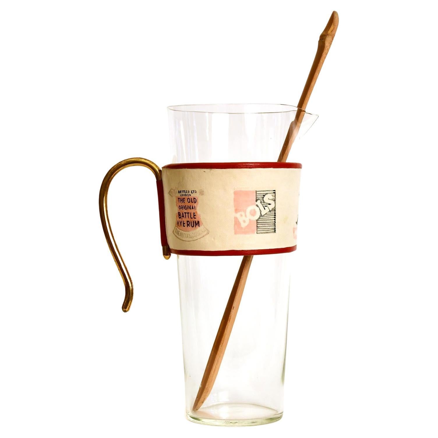 Carl Auböck Cocktail Glass Pitcher with Bamboo , Austria, 1950s