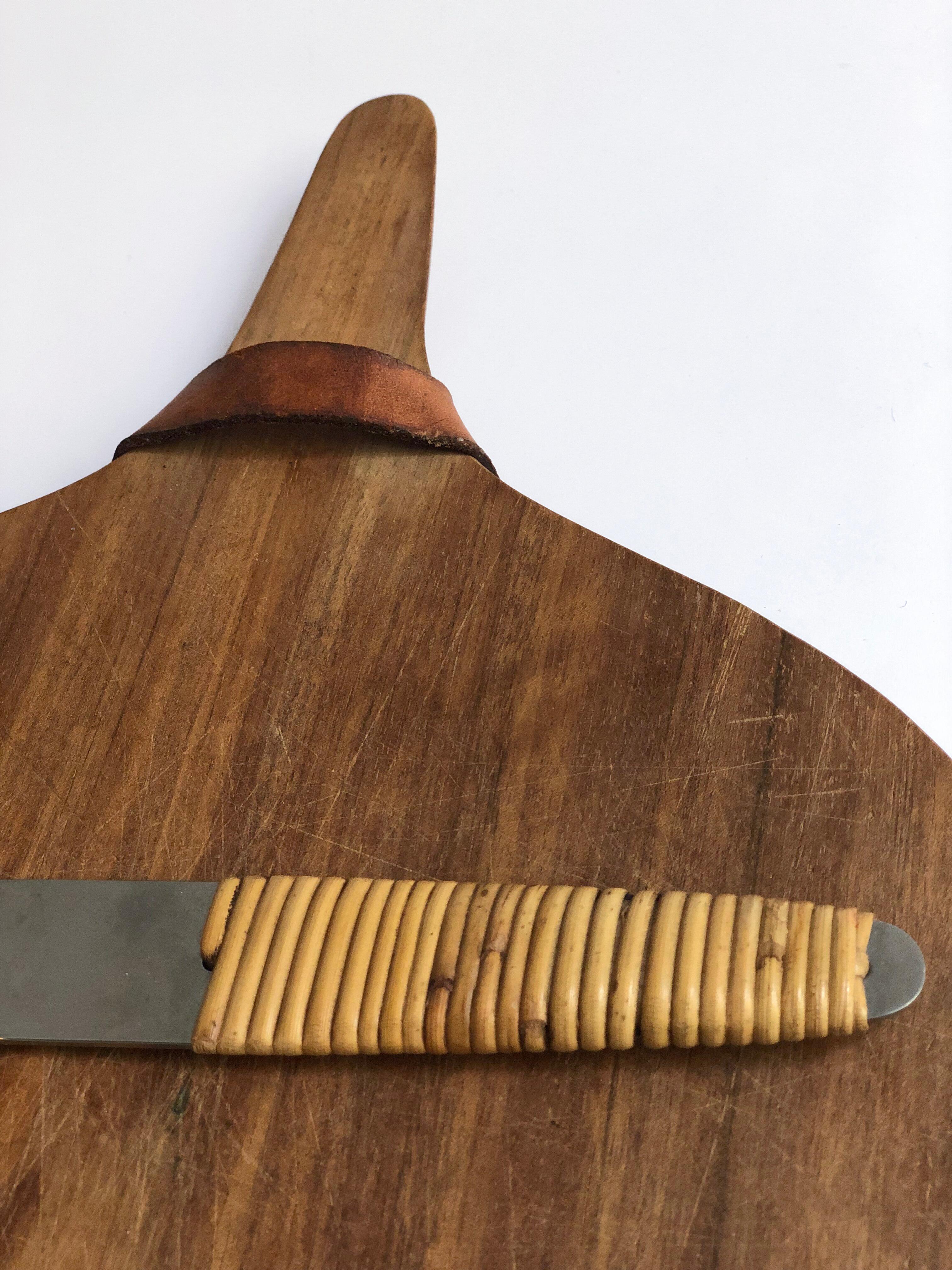 Mid-20th Century Carl Aubock Cutting Board and Knife For Sale