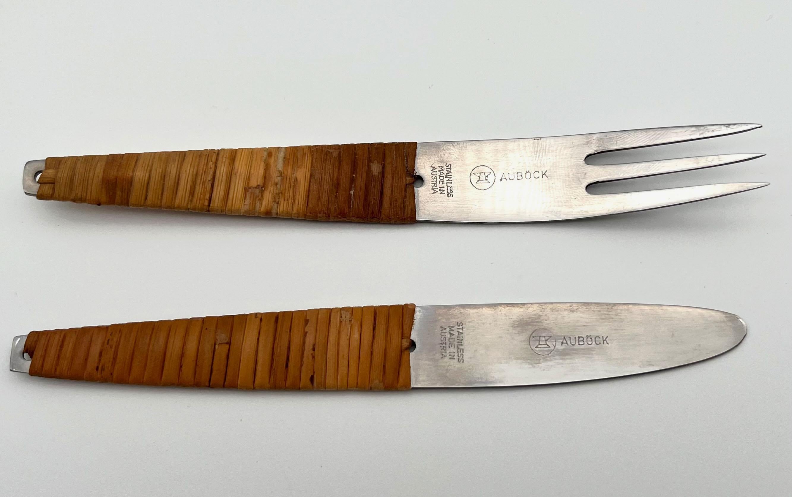 Carl Aubock Cutting Board & Knife and Fork Set. 1950s In Good Condition For Sale In Vienna, AT
