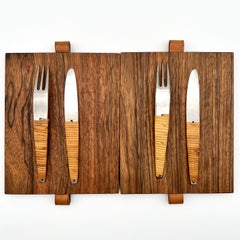 2 sets of Carl Aubock Cutting Boards & Knife and Fork, 1950s
