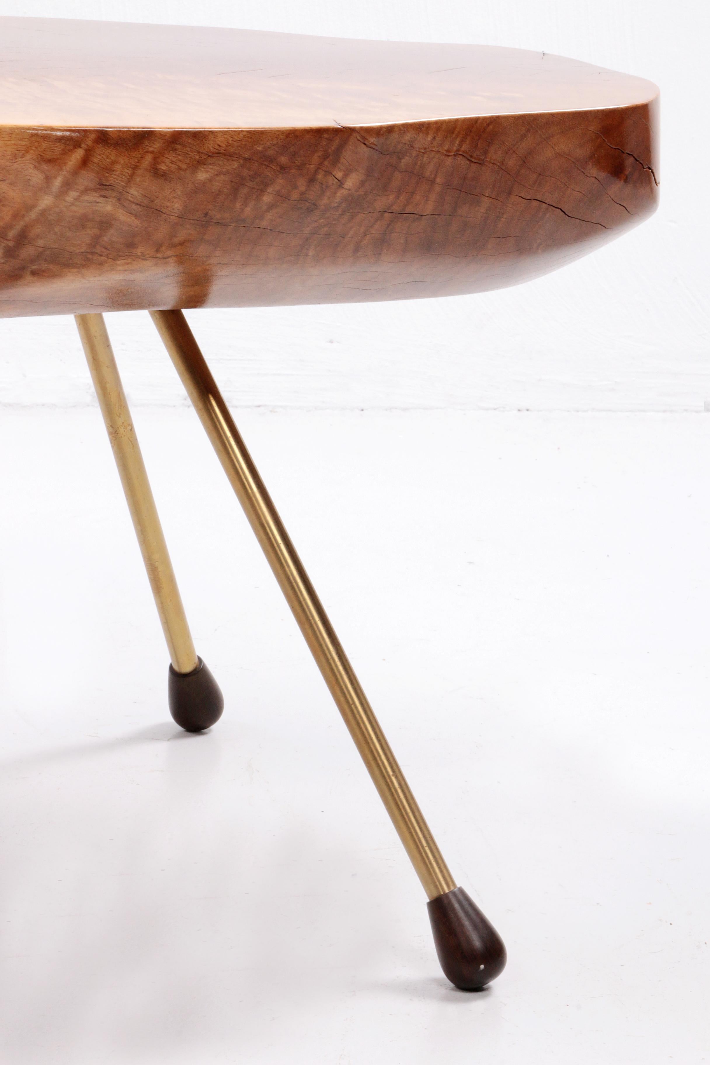 Design Coffee Table Walnut with Copper Legs, 1950s Austria 4