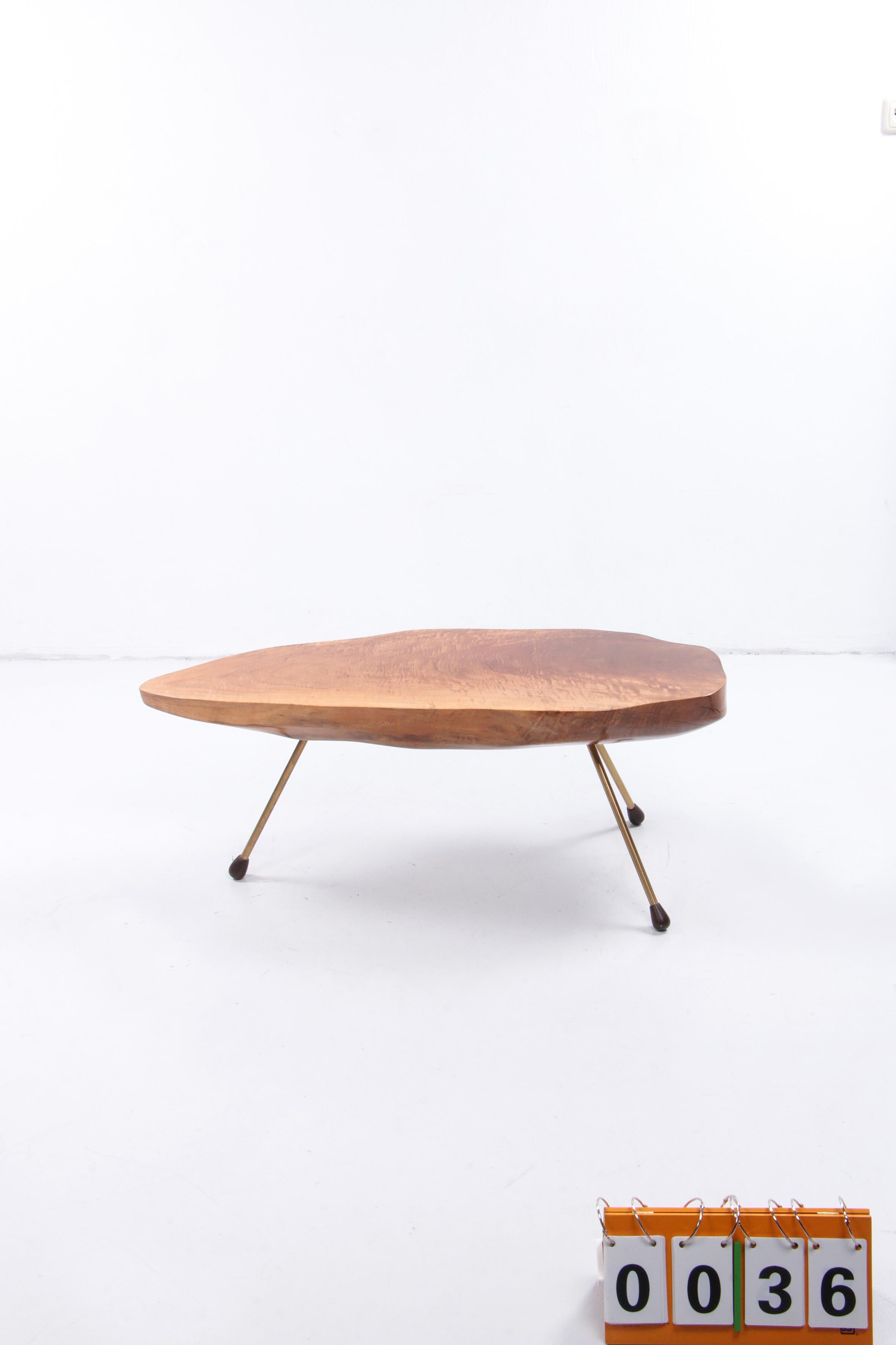 Carl Aubock Design Coffee Table Walnut with Copper Legs, 1950s Austria For Sale 5