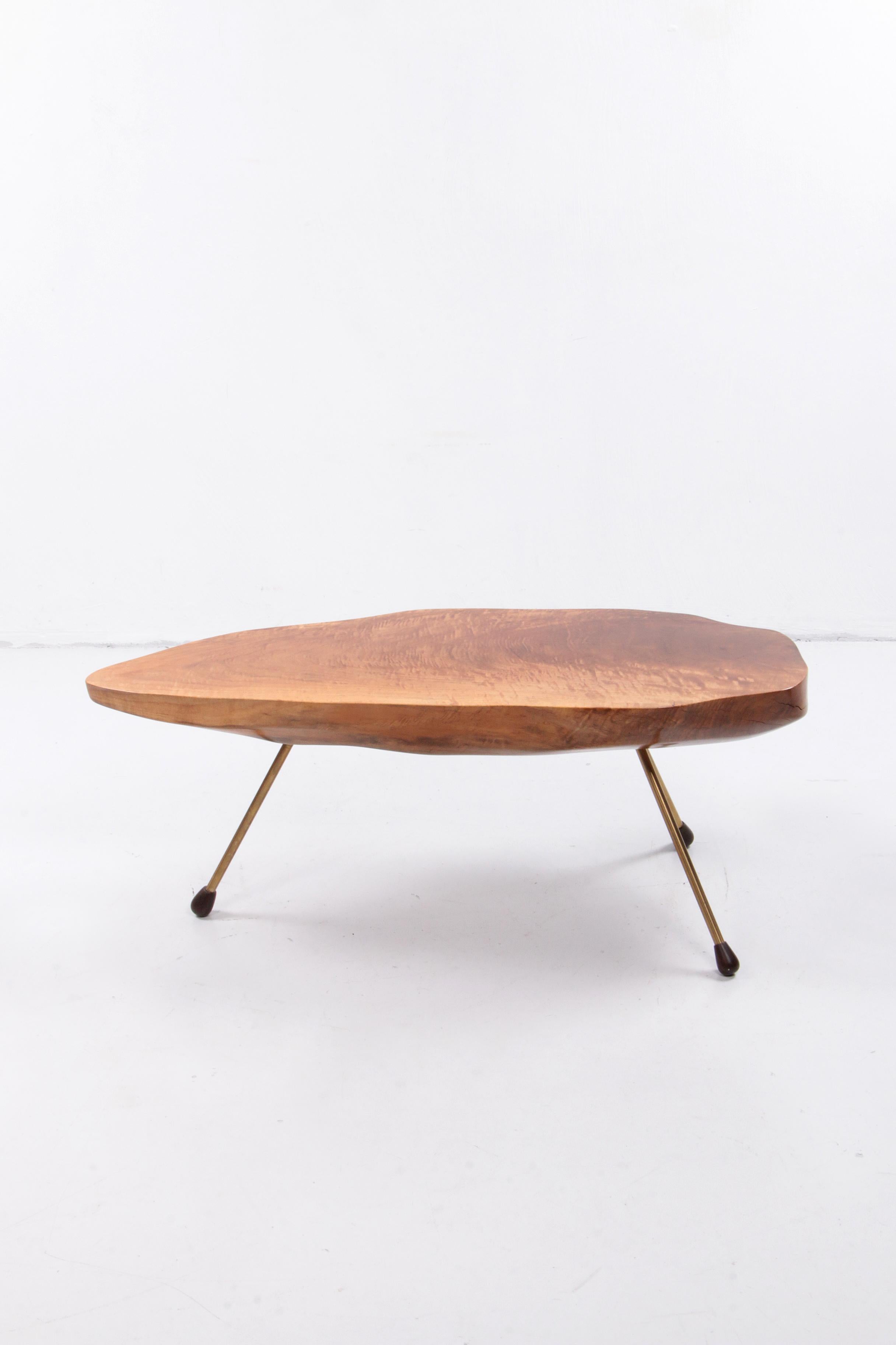Carl Aubock Design Coffee Table Walnut with Copper Legs, 1950s Austria For Sale 6