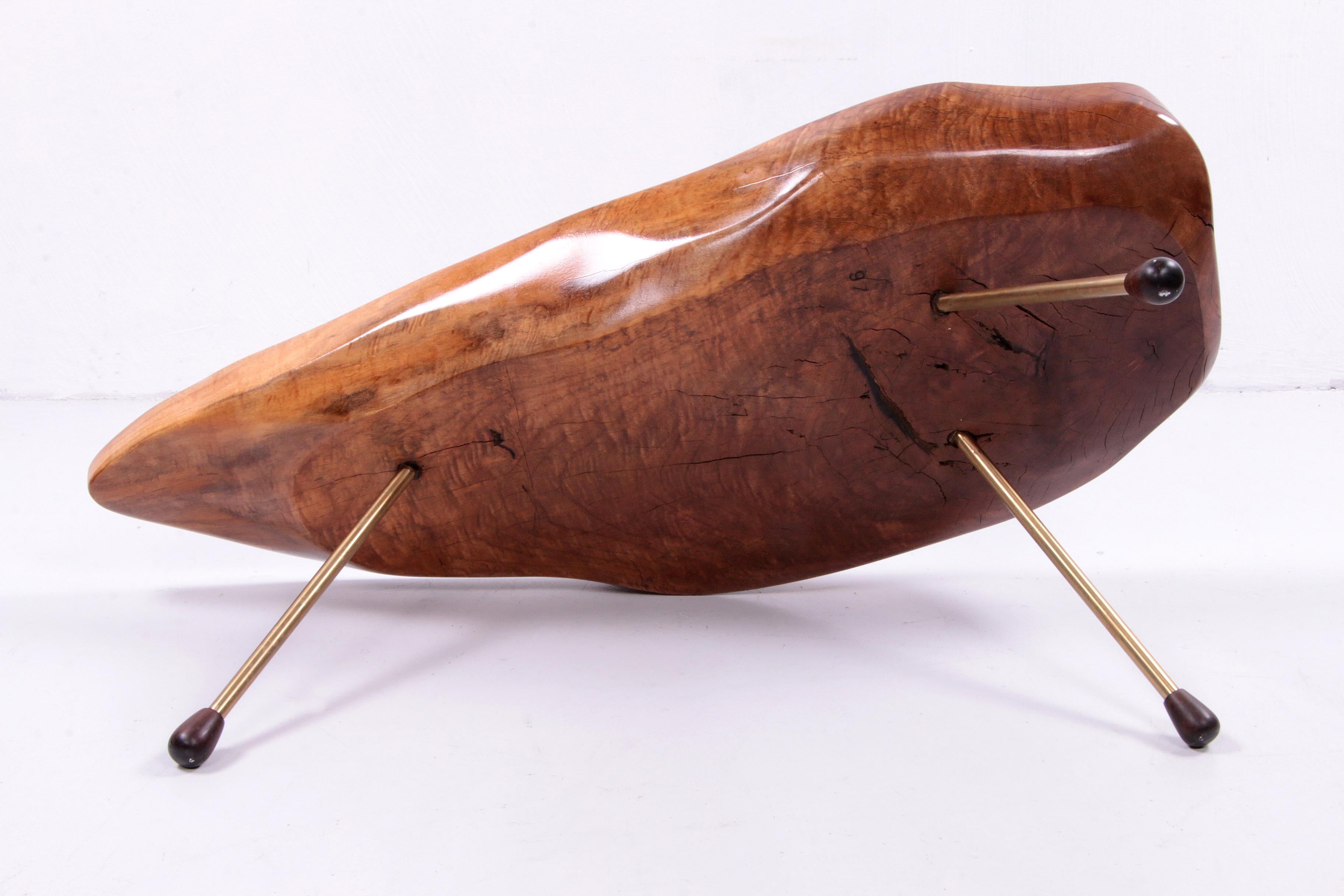 Design Coffee Table Walnut with Copper Legs, 1950s Austria 8