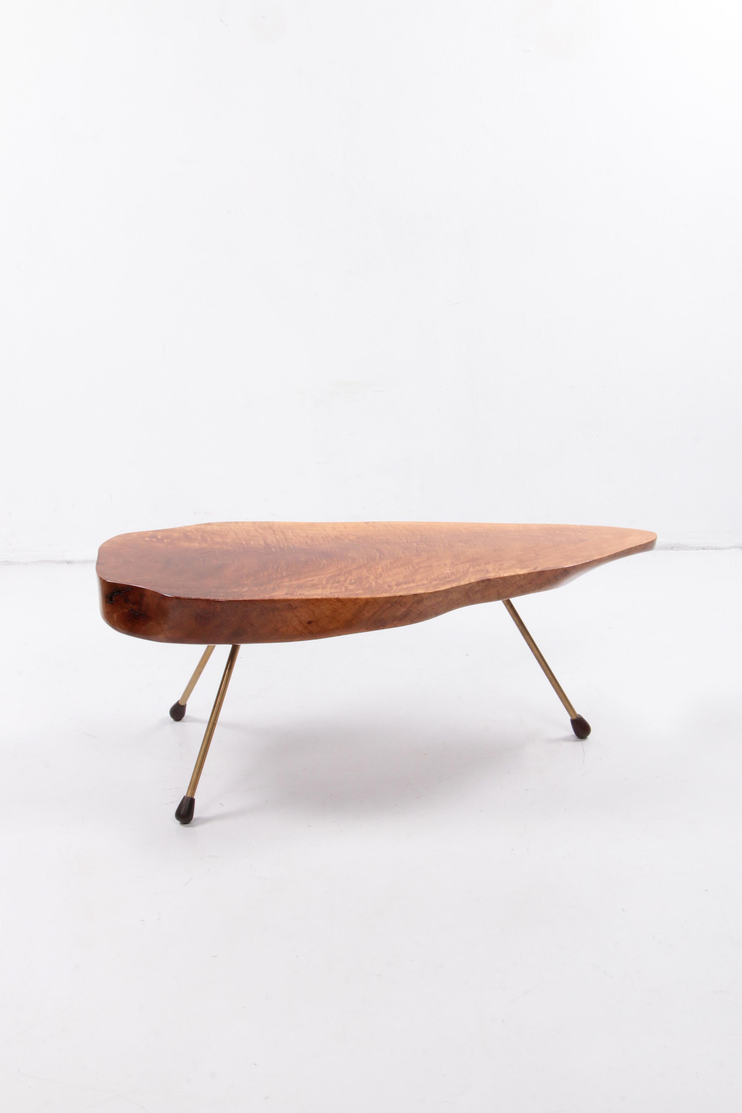 Carl Aubock Design Coffee Table Walnut with Copper Legs, 1950s Austria For Sale 8