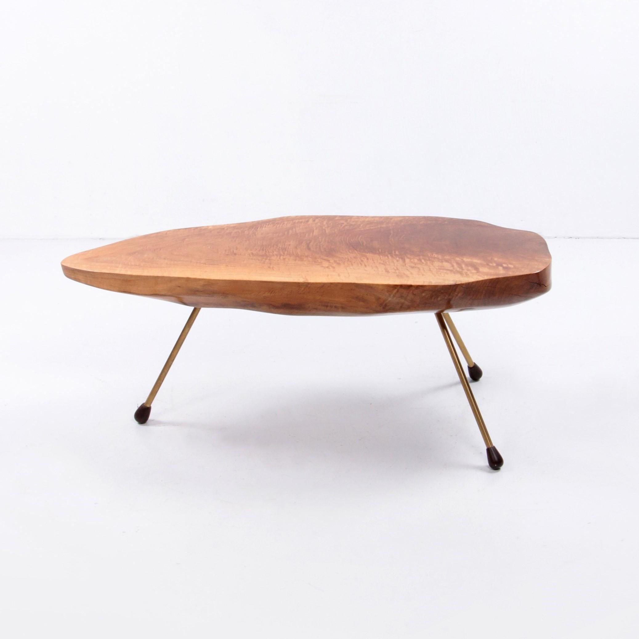 Carl Aubock Design Coffee Table Walnut with Copper Legs, 1950s Austria In Good Condition For Sale In Oostrum-Venray, NL
