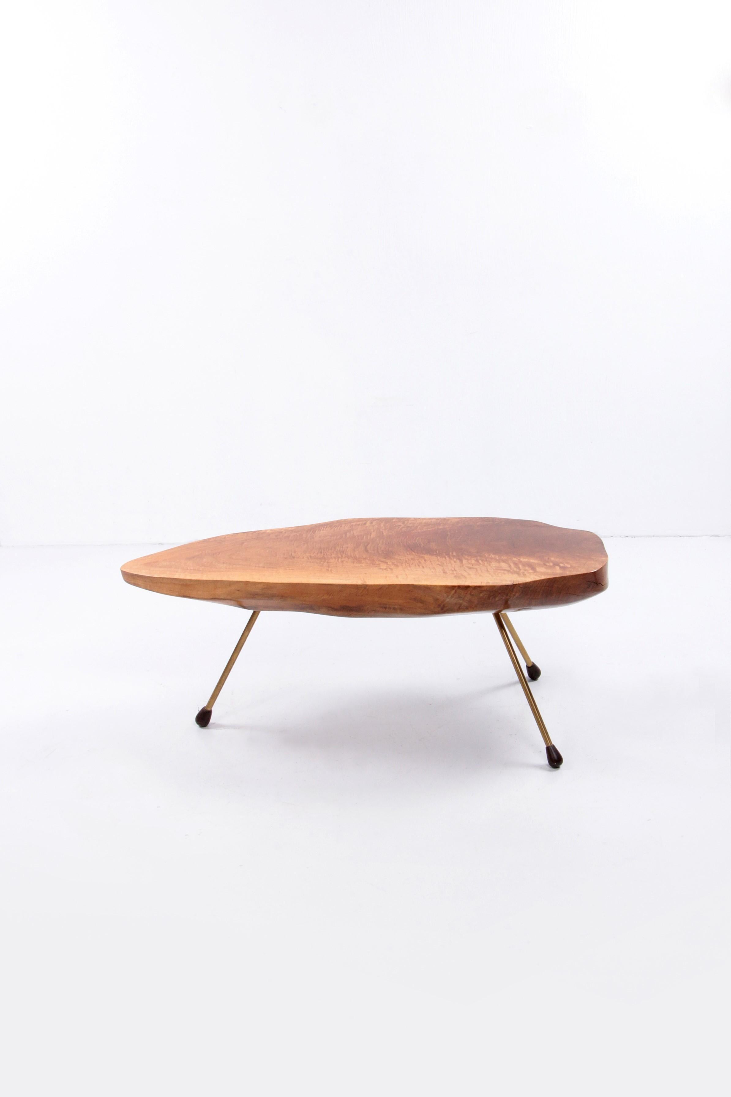 20th Century Carl Aubock Design Coffee Table Walnut with Copper Legs, 1950s Austria For Sale