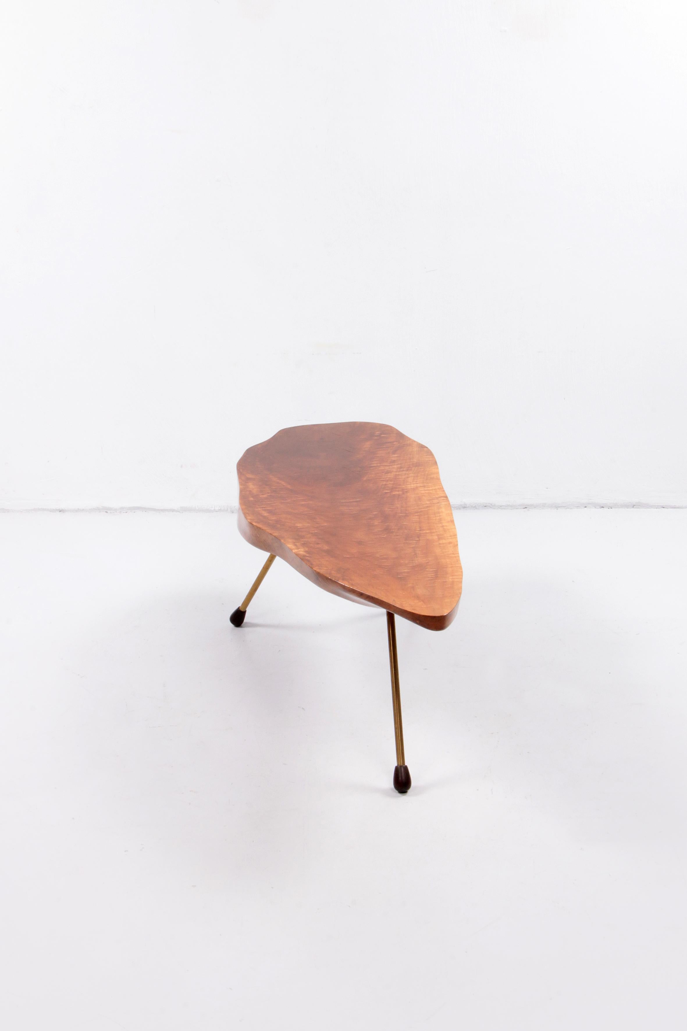 Design Coffee Table Walnut with Copper Legs, 1950s Austria 1