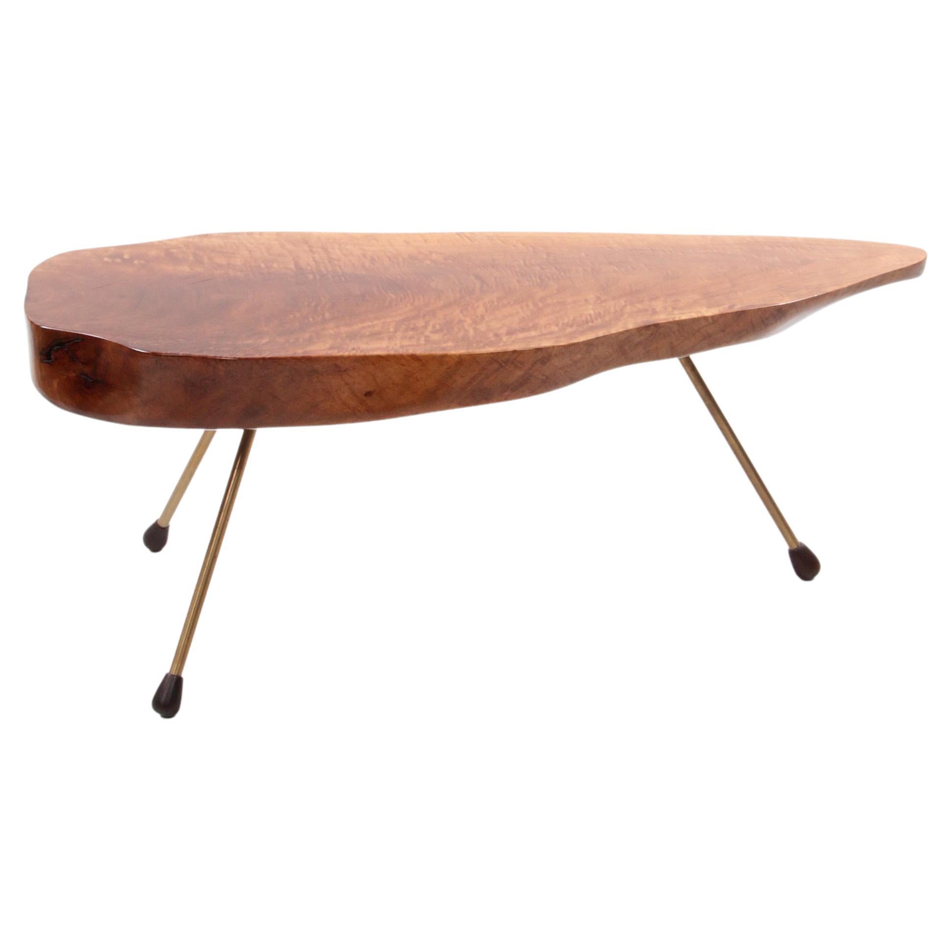 Design Coffee Table Walnut with Copper Legs, 1950s Austria
