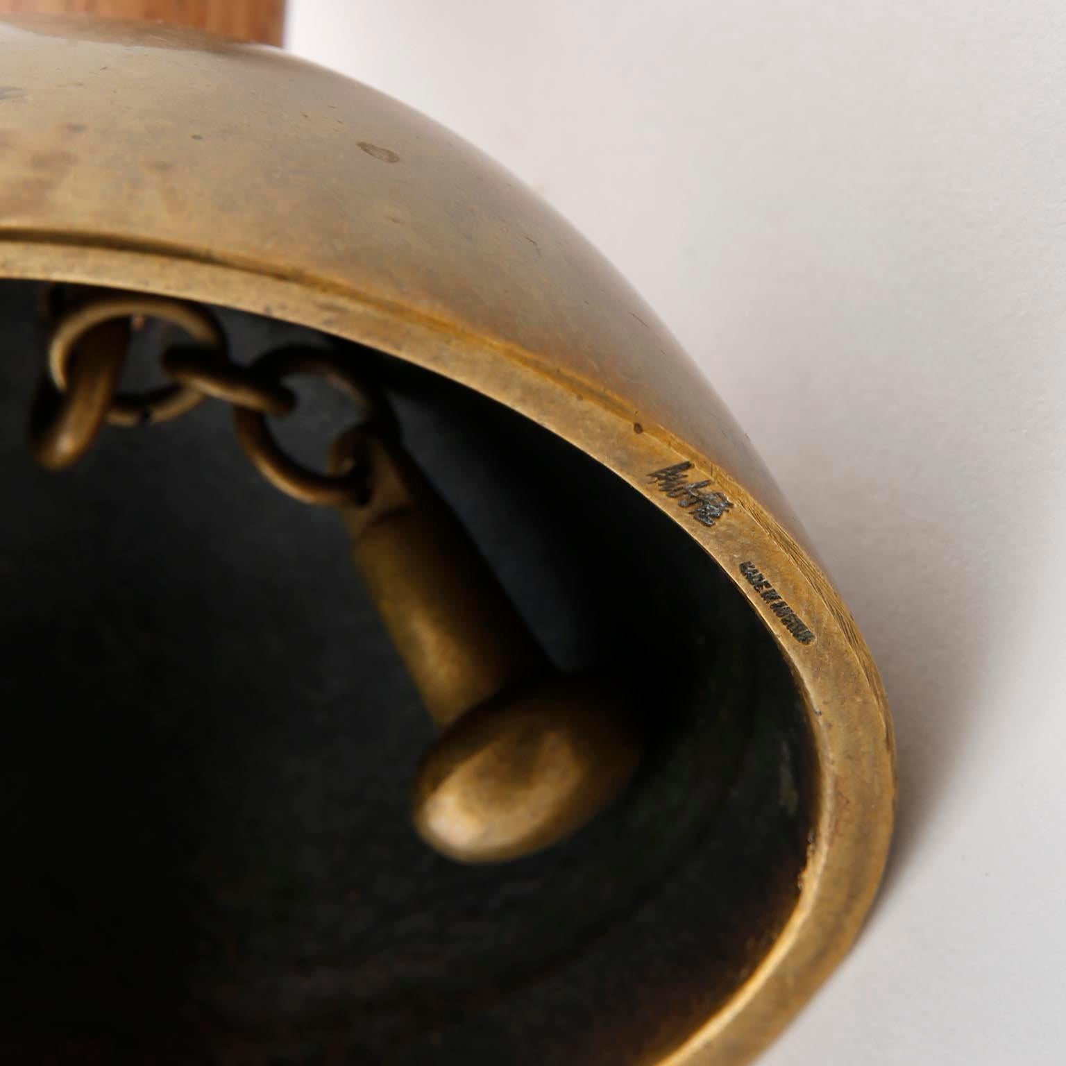 Carl Auböck Dinner Bell, Wood Brass, Austria, 1950s In Good Condition In Hausmannstätten, AT