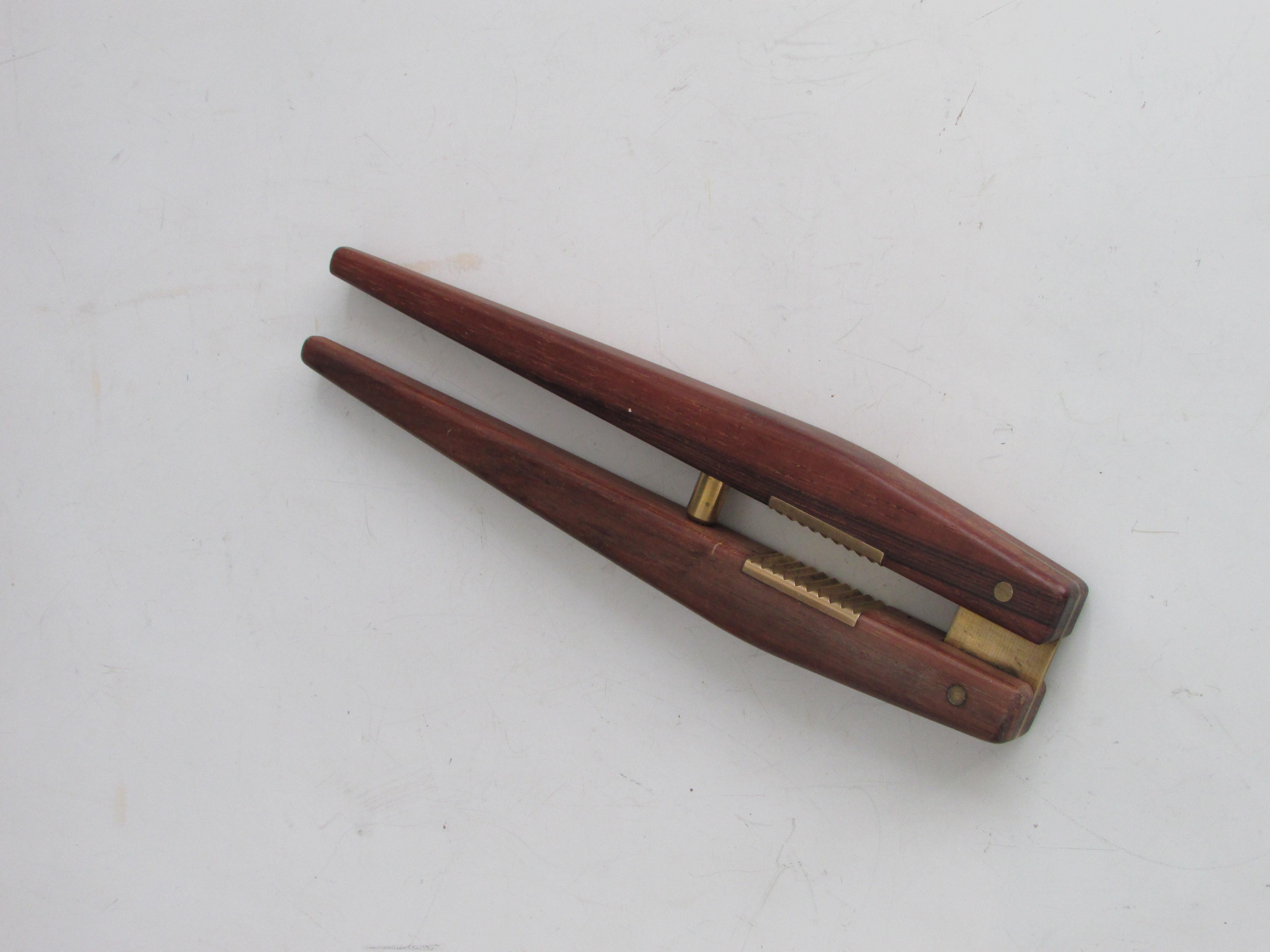 Carl Aubock era style Erik Knudsen Rosewood with brass nutcracker In Good Condition For Sale In Ferndale, MI