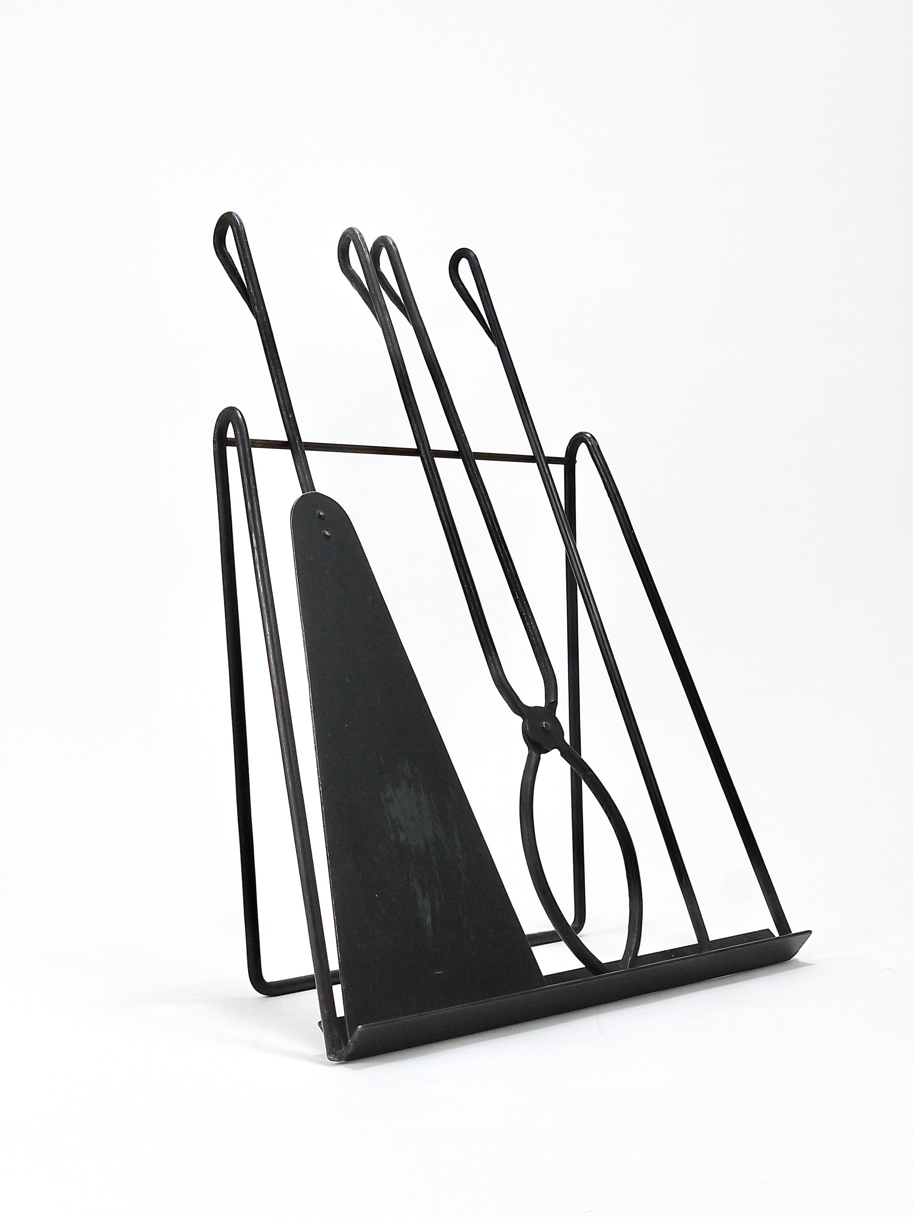 Forged Carl Auböck Fireplace Tool Set, Wrought Iron, Austria, 1940s