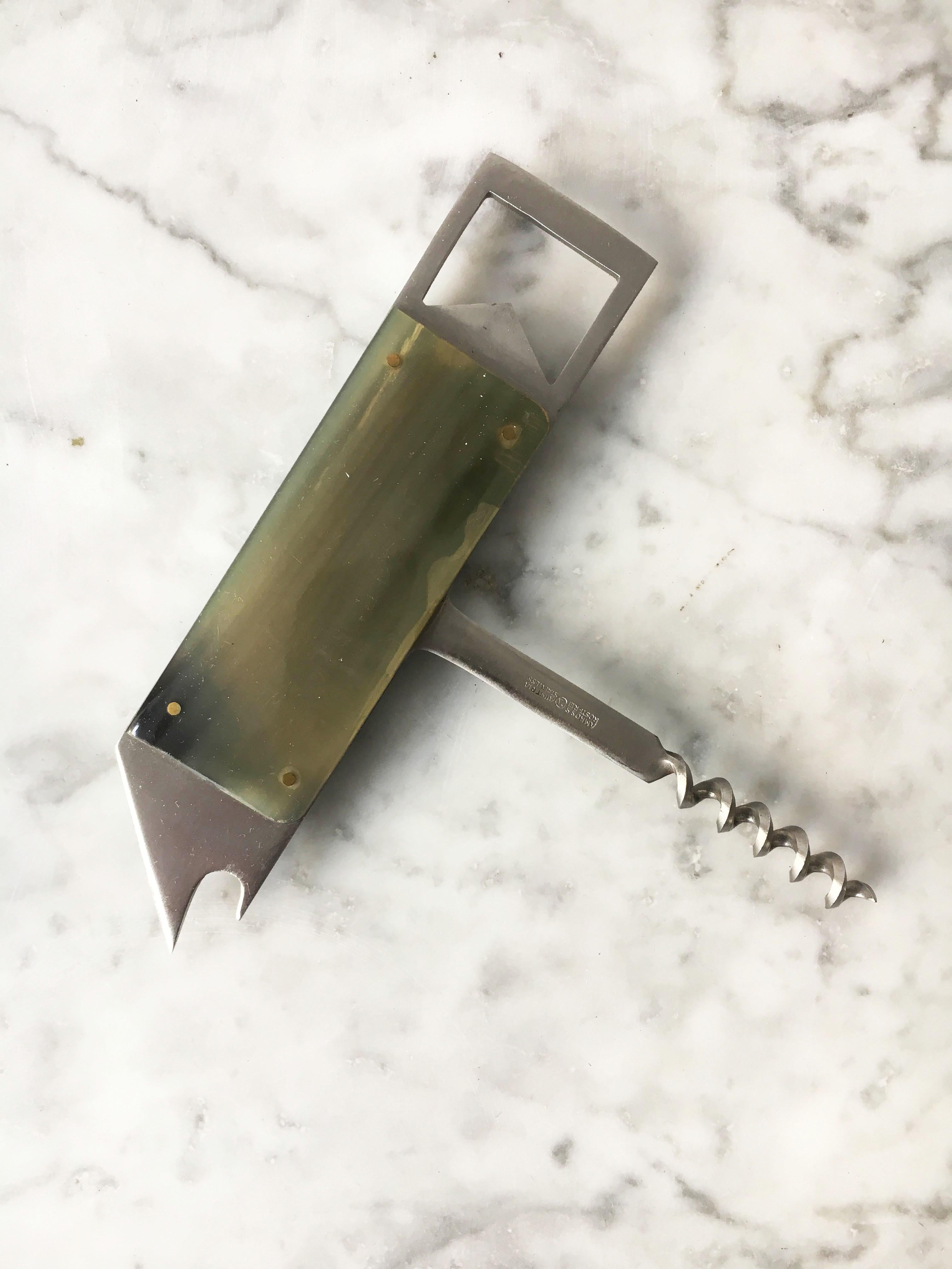 Mid-Century Modern Carl Auböck Fish Bottle Opener Cork Screw, Austria, 1950s For Sale