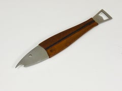 Carl Auböck Neptune Fish Bottle Opener, Leather & Steel by Amboss Austria, 1950s