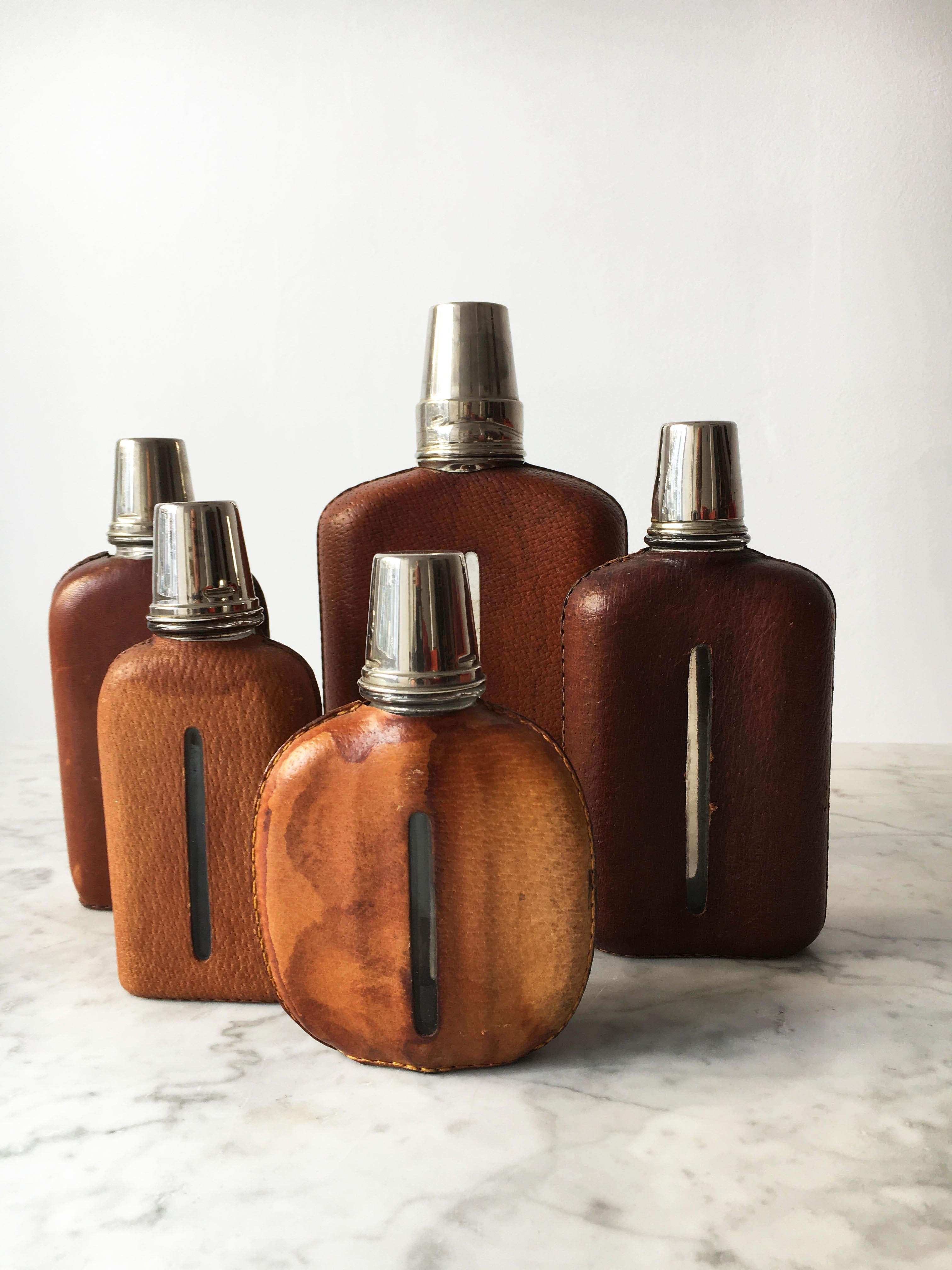 Mid-20th Century Carl Auböck II Sculptural Vintage Flask Collection Group of Five, Austria 1950s. For Sale