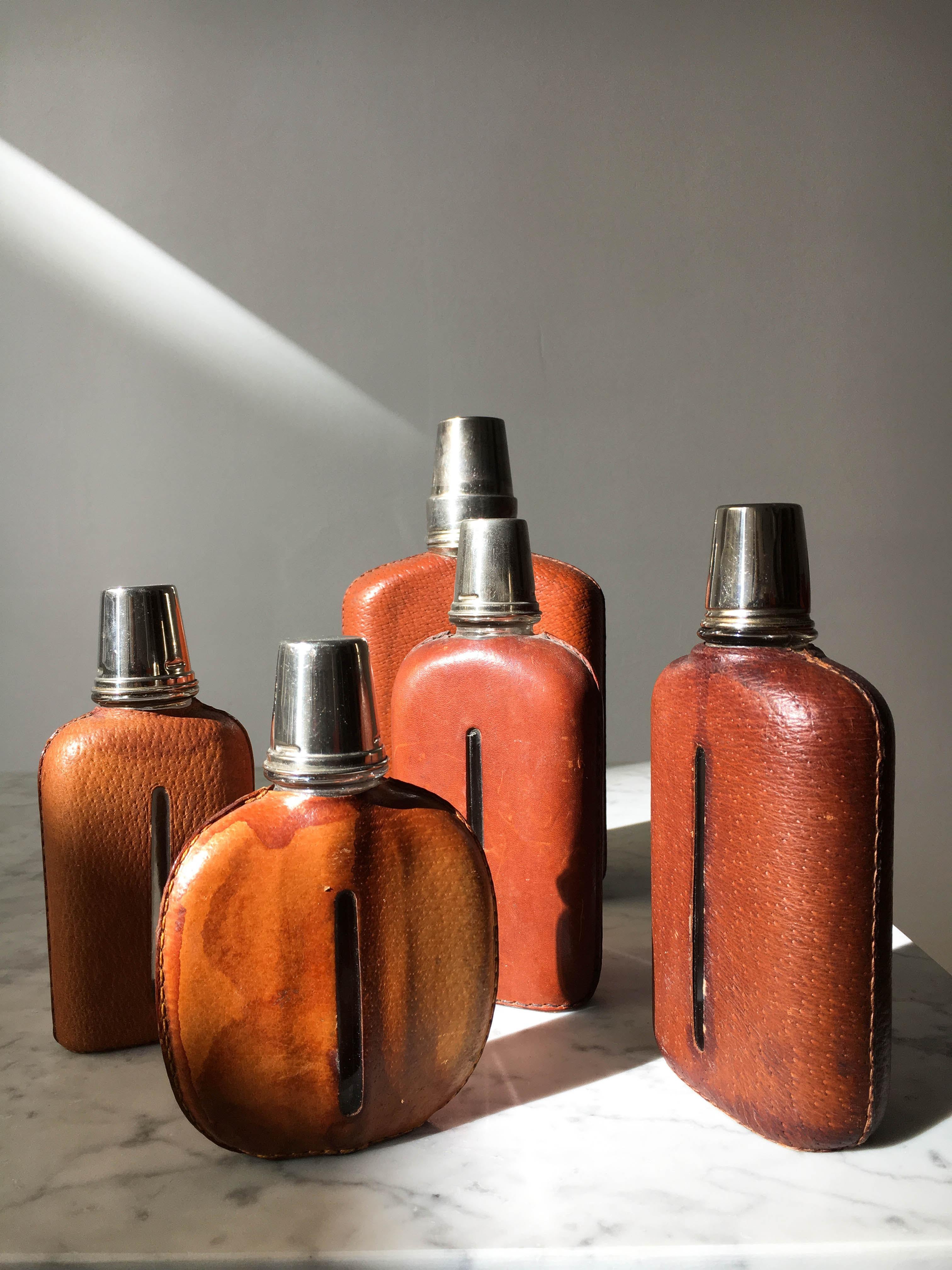 Carl Auböck Flask Set of Five, Austria, 1950s For Sale 3