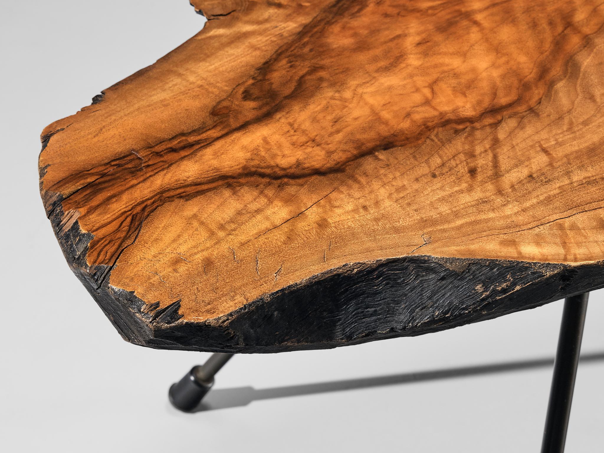 Mid-Century Modern Carl Auböck for Werkstätte Carl Auböck 'Tree' Coffee Table with Walnut Slab For Sale