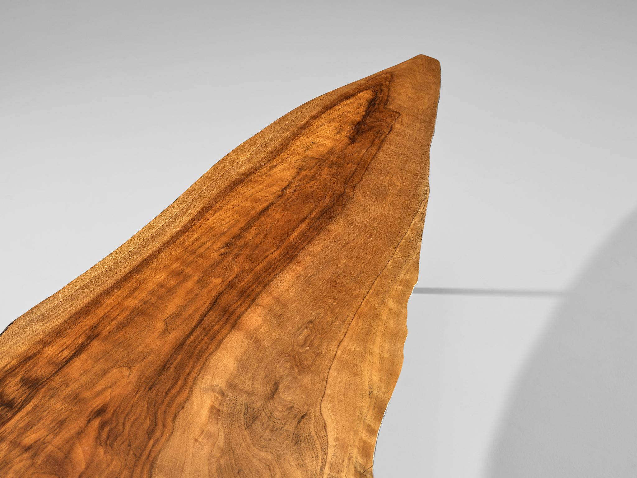 Mid-20th Century Carl Auböck for Werkstätte Carl Auböck 'Tree' Coffee Table with Walnut Slab For Sale