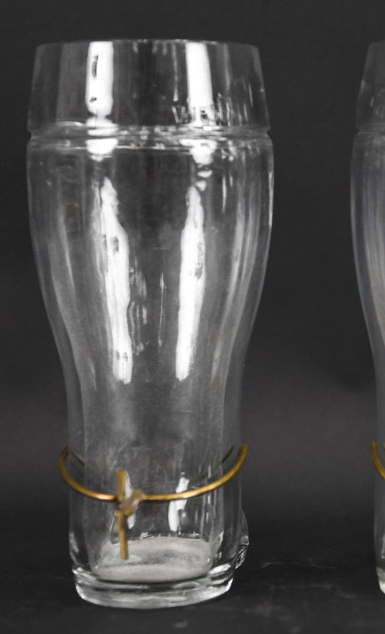 Carl Aubock Glass Boot, Brass Spur Art Deco Glass Caraffe, Vase, 1950s