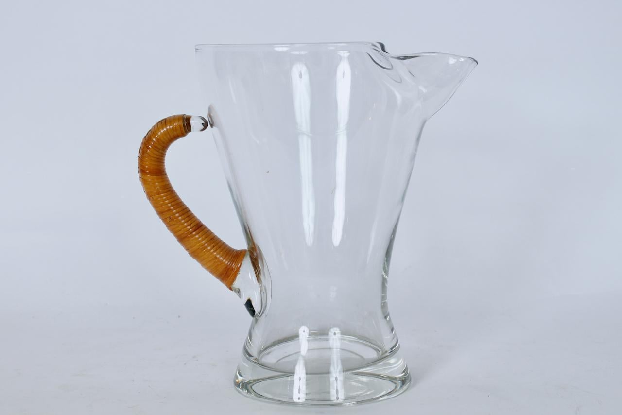 Carl Auböck Glass Pitcher with Cane Wrapped Handle, 1950's  For Sale 7
