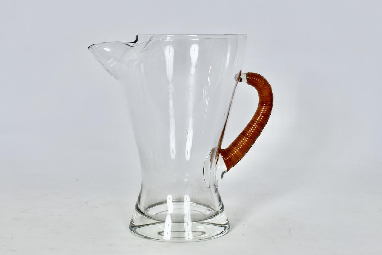Carl Auböck Glass Pitcher with Cane Wrapped Handle, 1950's  For Sale 8
