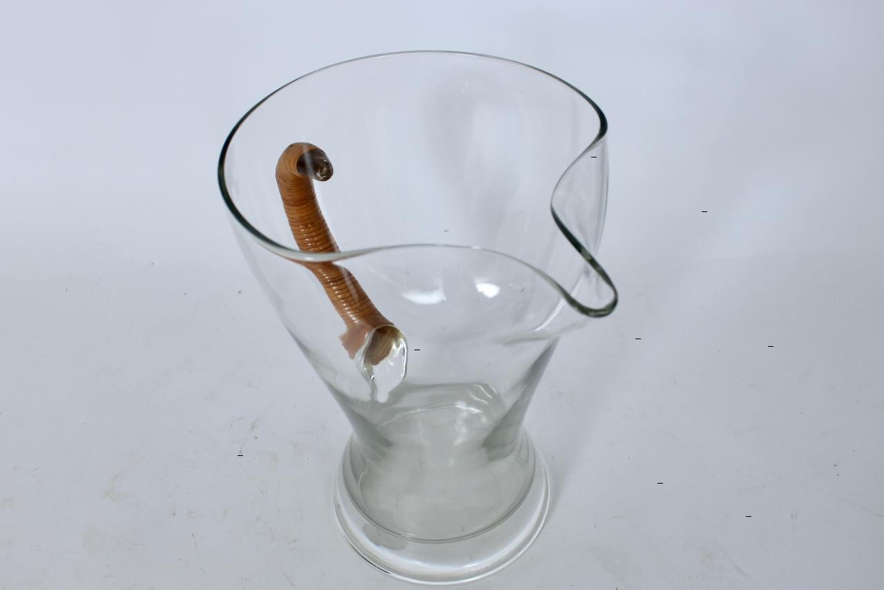 Carl Auböck Glass Pitcher with Cane Wrapped Handle, 1950's  For Sale 1