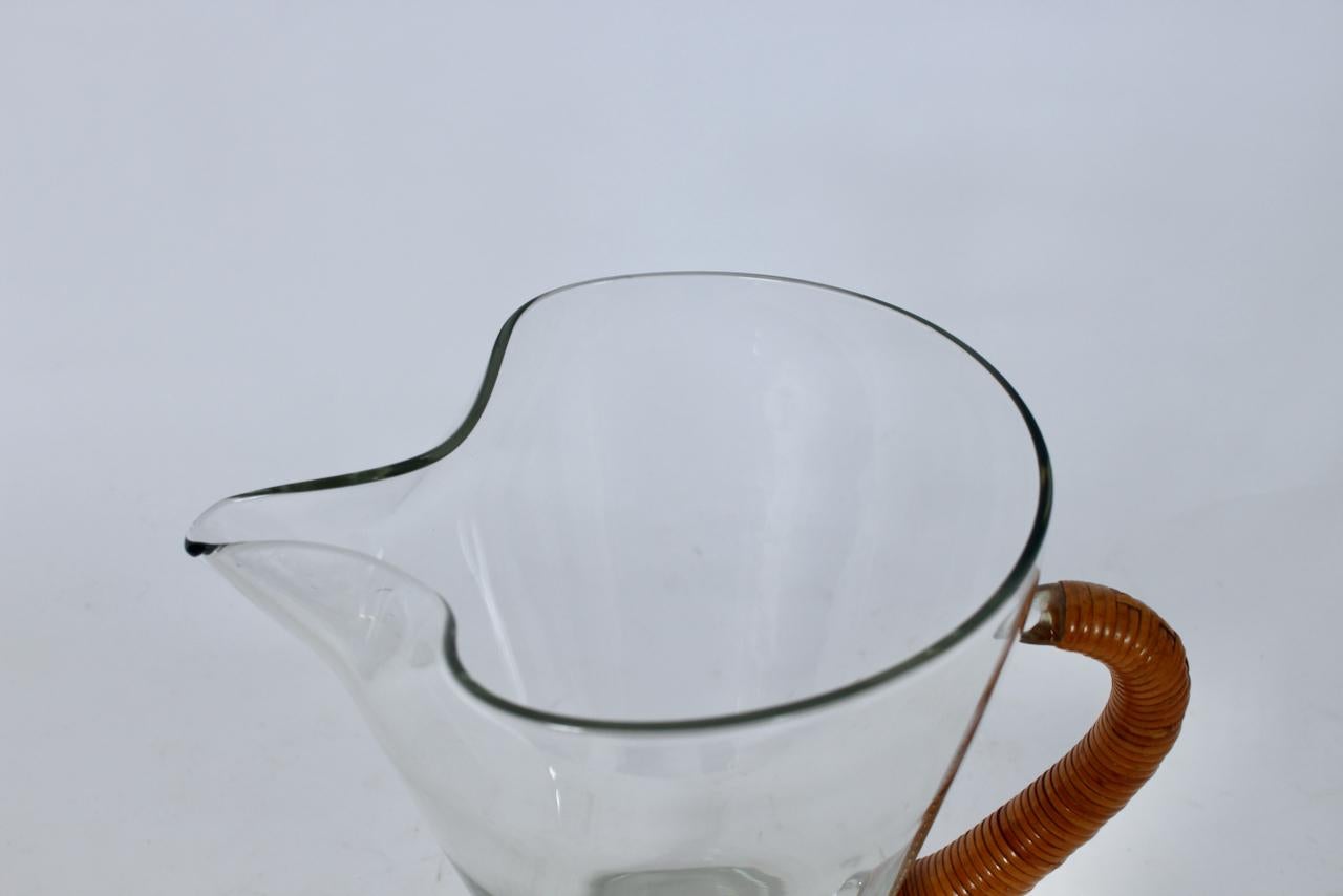 Carl Auböck Glass Pitcher with Cane Wrapped Handle, 1950's  For Sale 2