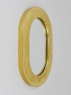 Carl Aubock Gold-Plated Midcentury Minimalist Wall Mirror, Vienna, Austria, 1960