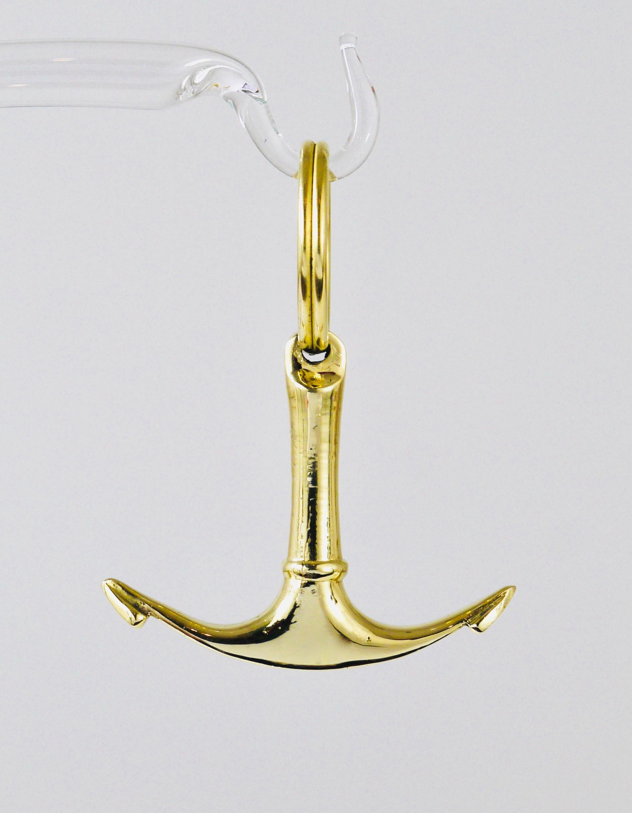 Carl Auböck Handcrafted Midcentury Brass Anchor Figurine Key Ring Chain Holder For Sale 1