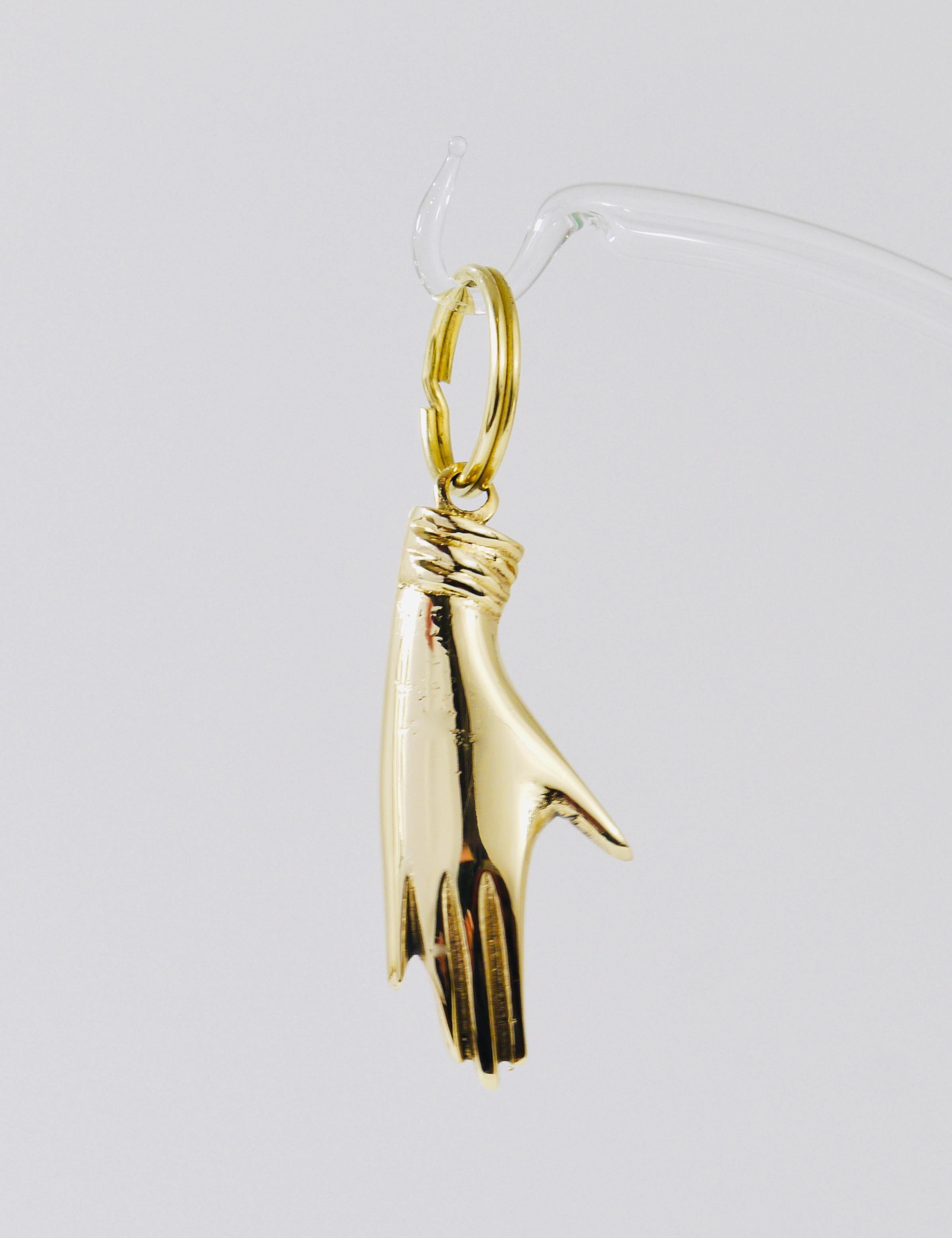 Polished Carl Auböck Handcrafted Midcentury Hand Figurine Key Ring Chain Holder For Sale