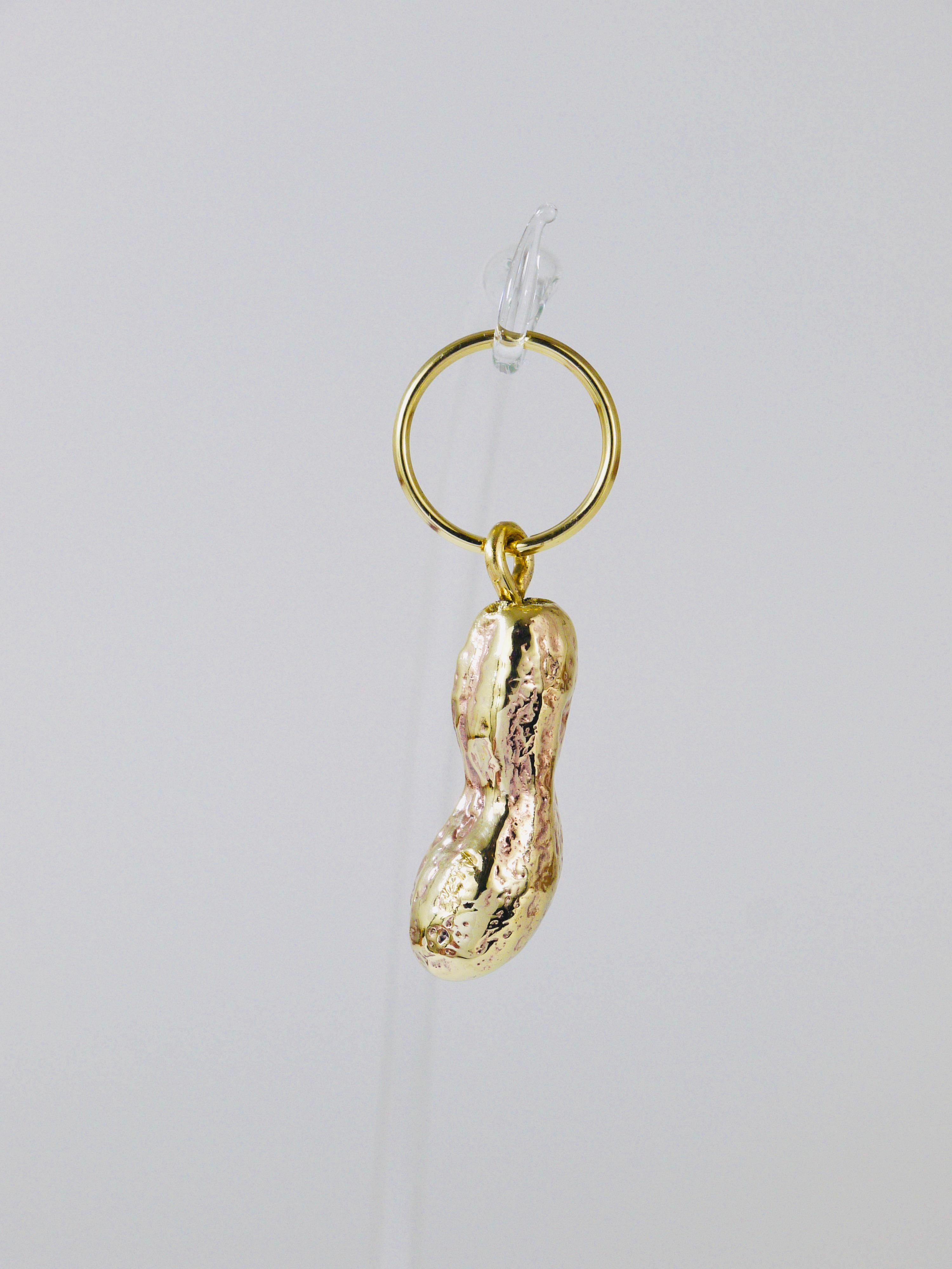 Austrian Carl Auböck Handcrafted Midcentury Peanut Brass Figurine Key Ring Chain Holder For Sale