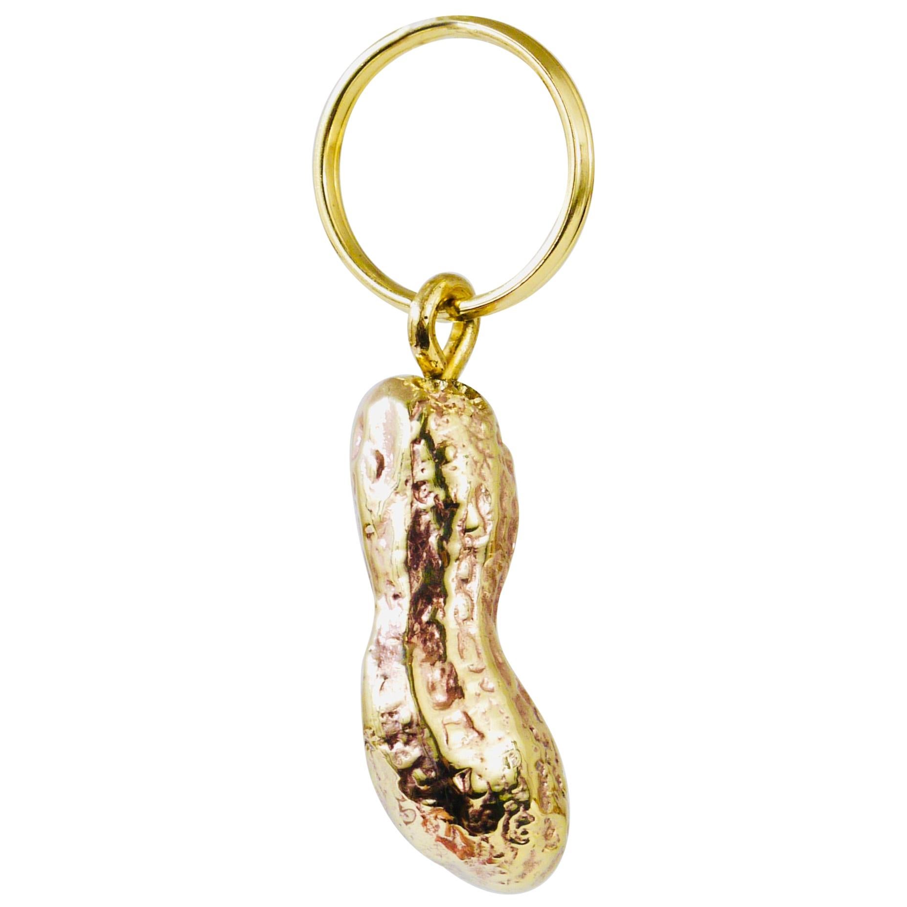 Carl Auböck Handcrafted Midcentury Peanut Brass Figurine Key Ring Chain Holder