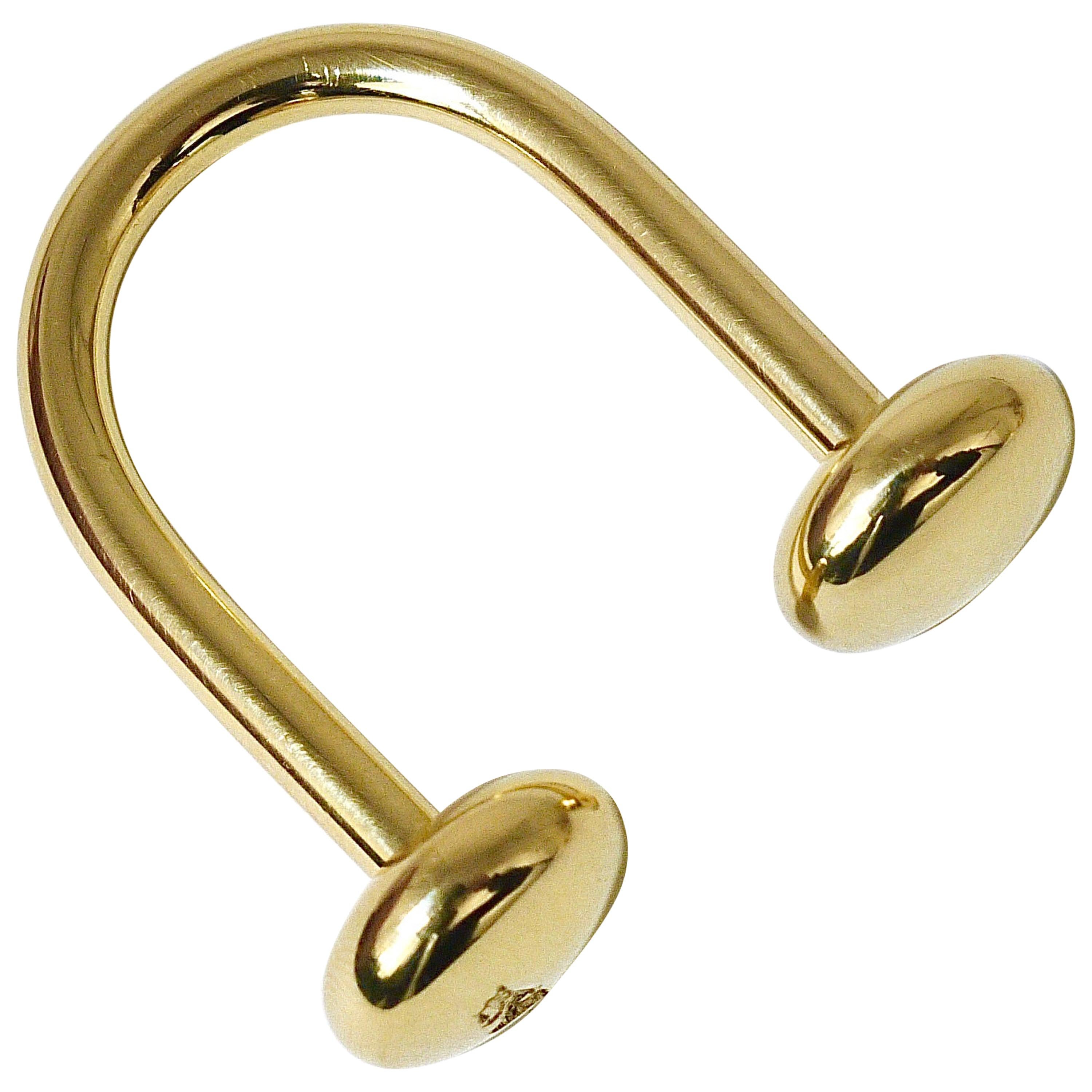 Carl Auböck Handcrafted Midcentury U-Shaped Brass Key Ring Chain Holder Knopferl For Sale