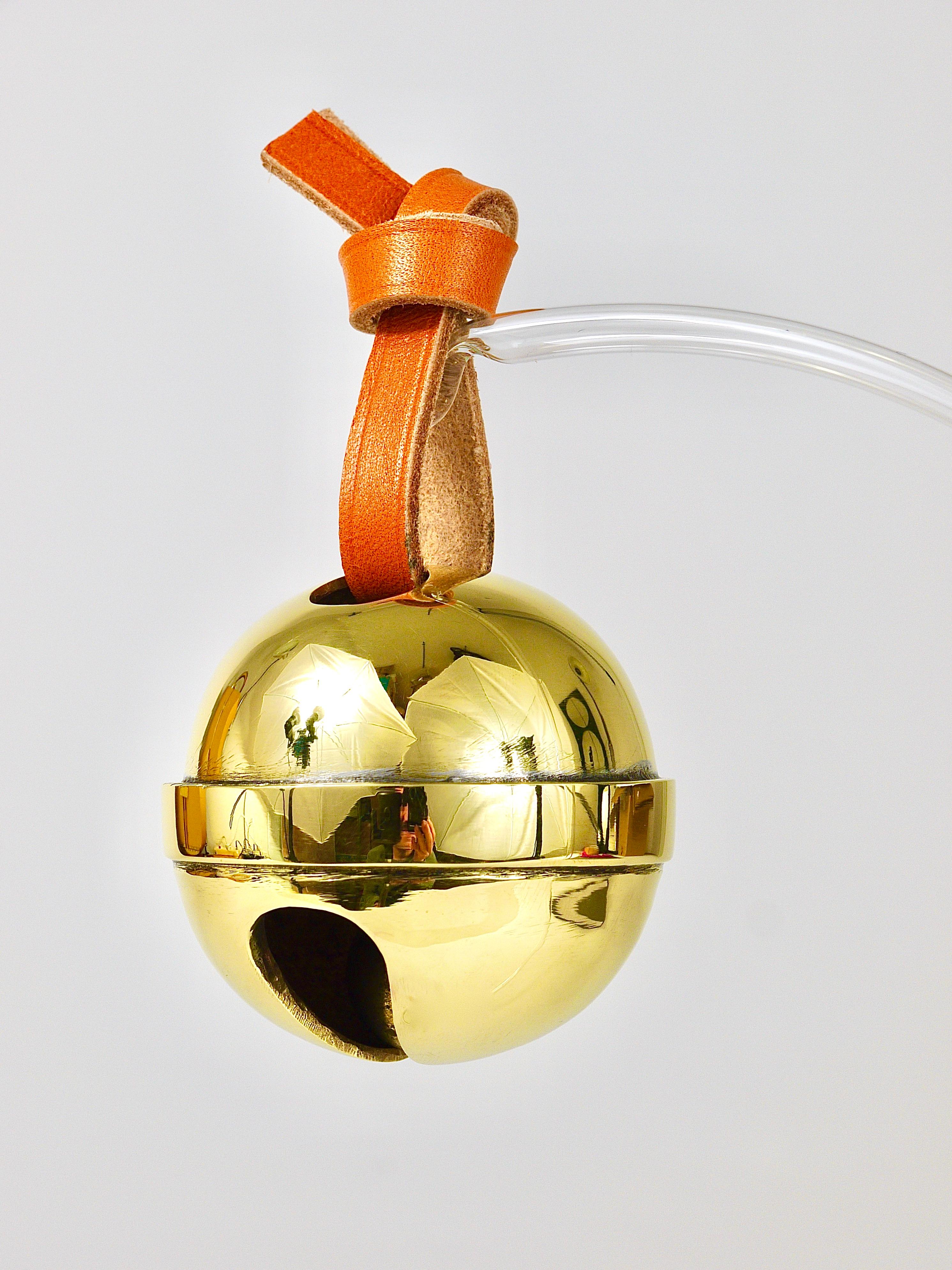 Carl Auböck Handcrafted Paperweight Jingle Bell #5039, Brass, Leather, Austria For Sale 6