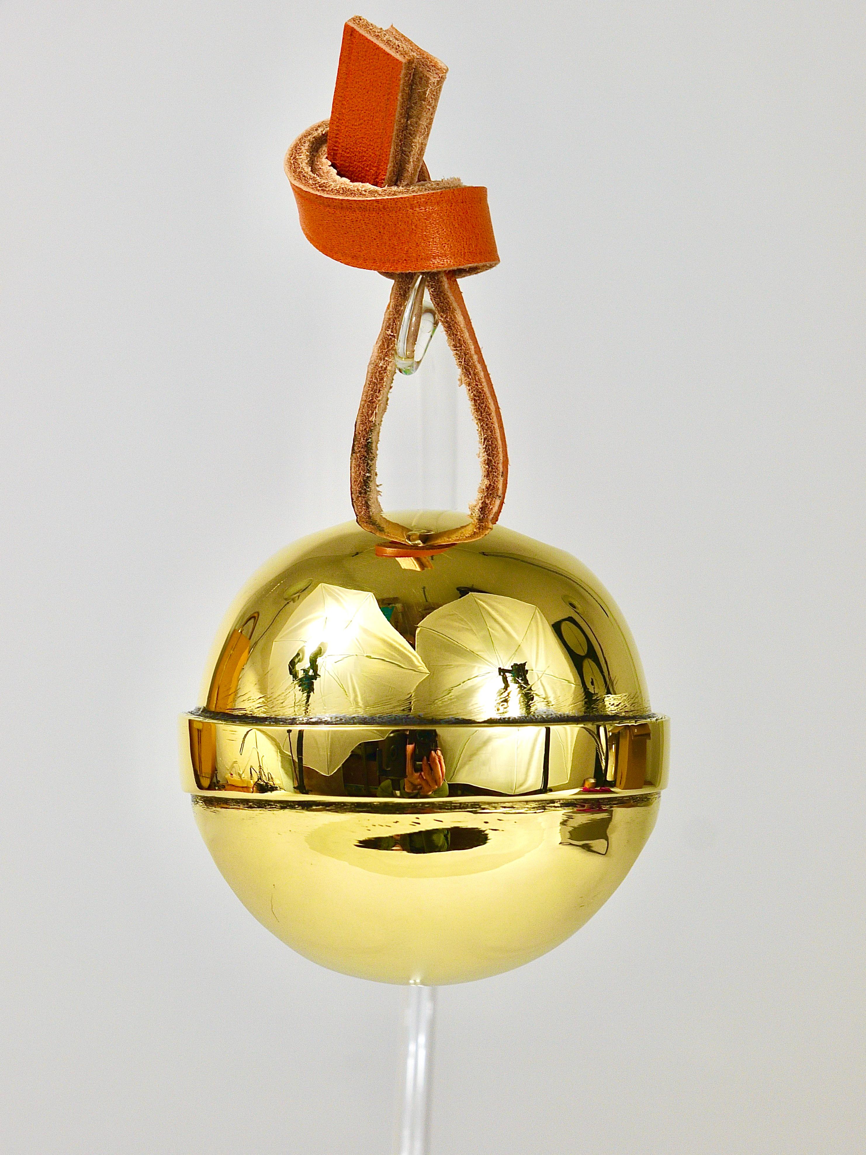 Carl Auböck Handcrafted Paperweight Jingle Bell #5039, Brass, Leather, Austria For Sale 10