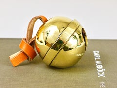 Carl Auböck Handcrafted Paperweight Jingle Bell #5039, Brass, Leather, Austria
