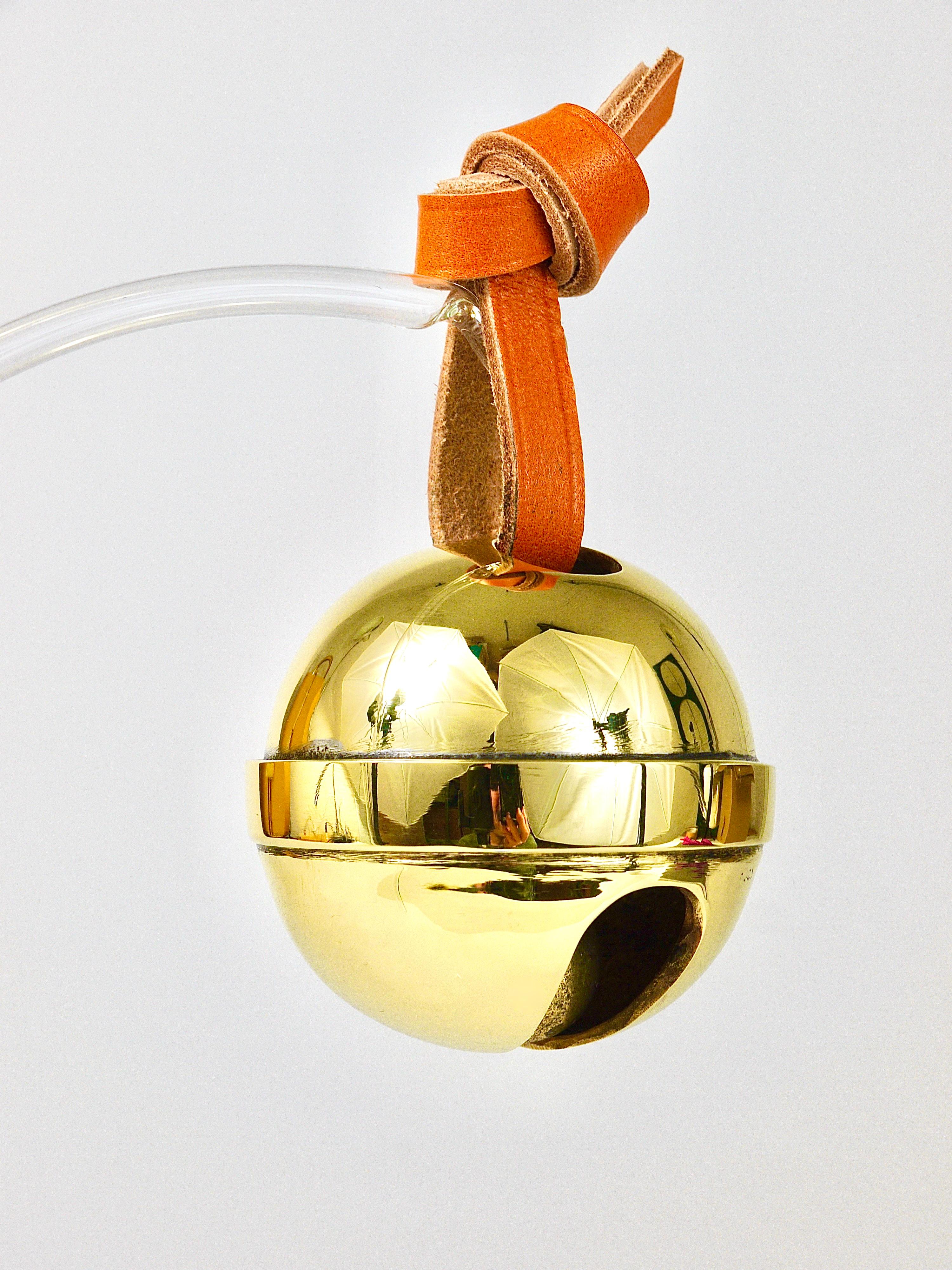 Carl Auböck Handcrafted Paperweight Jingle Bell #5039, Brass, Leather, Austria For Sale 13