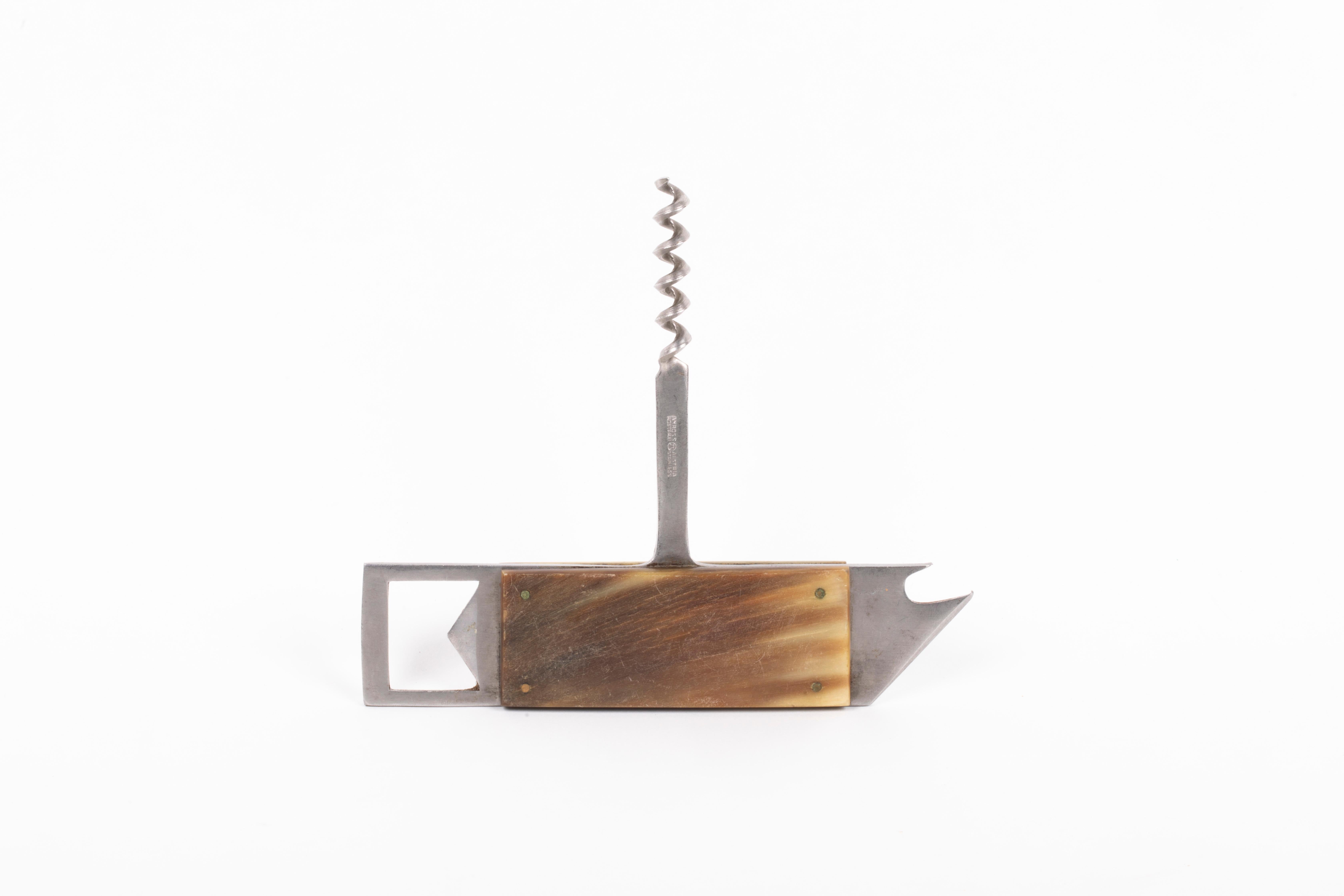 Carl Auböck horn and steel cork screw, Austria 1960s.