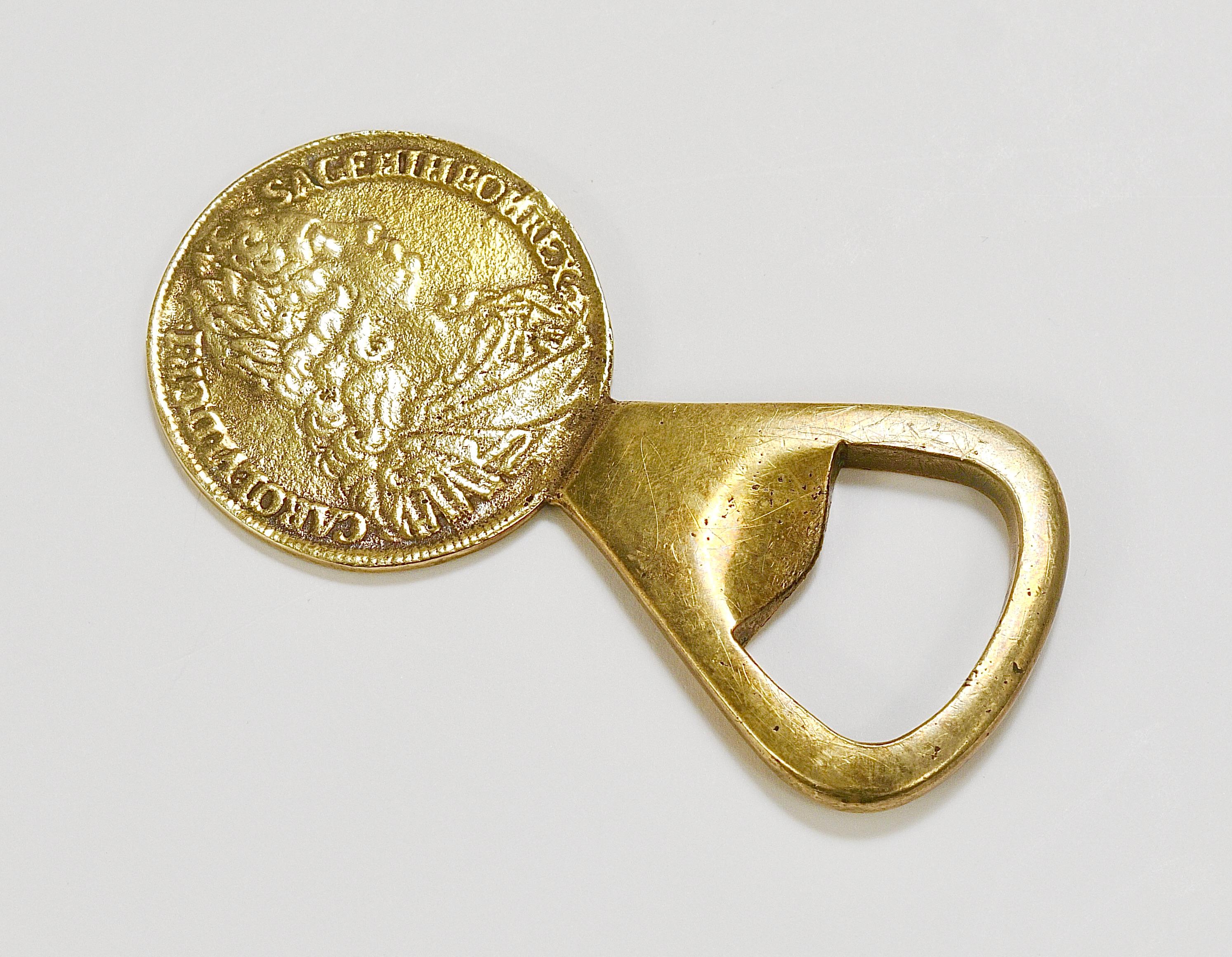 Carl Auböck II  Brass Bottle Opener, Maria Theresia Coin,  Austria, 1950s For Sale 5