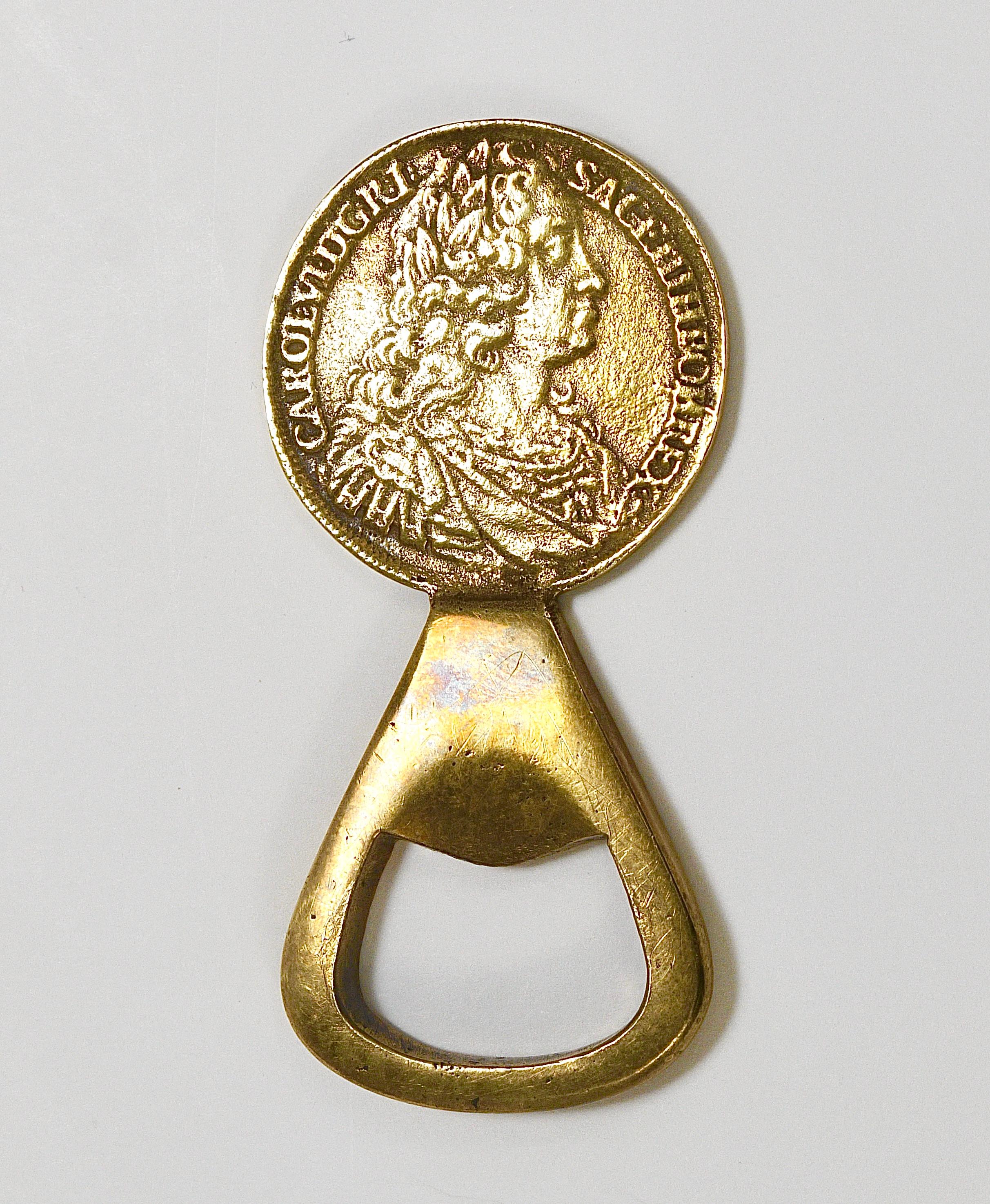 Carl Auböck II  Brass Bottle Opener, Maria Theresia Coin,  Austria, 1950s For Sale 2