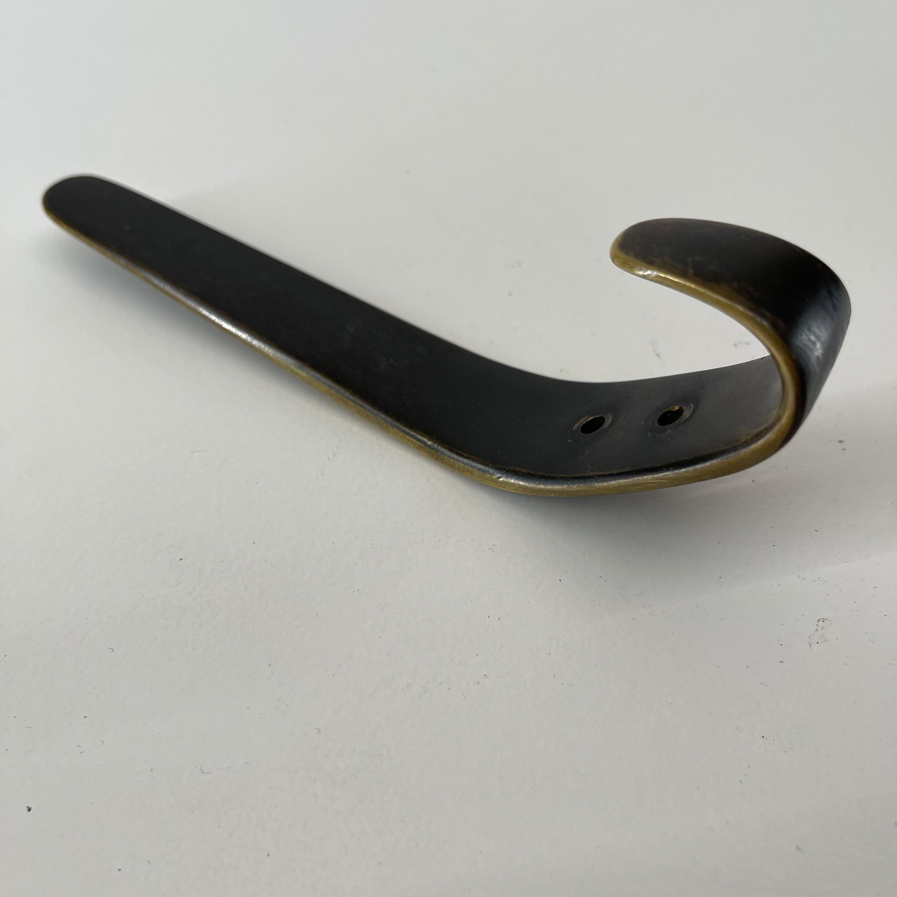 Carl Auböck II, Brass Wall Hooks 14 Pieces Available, Austria 1950s 1