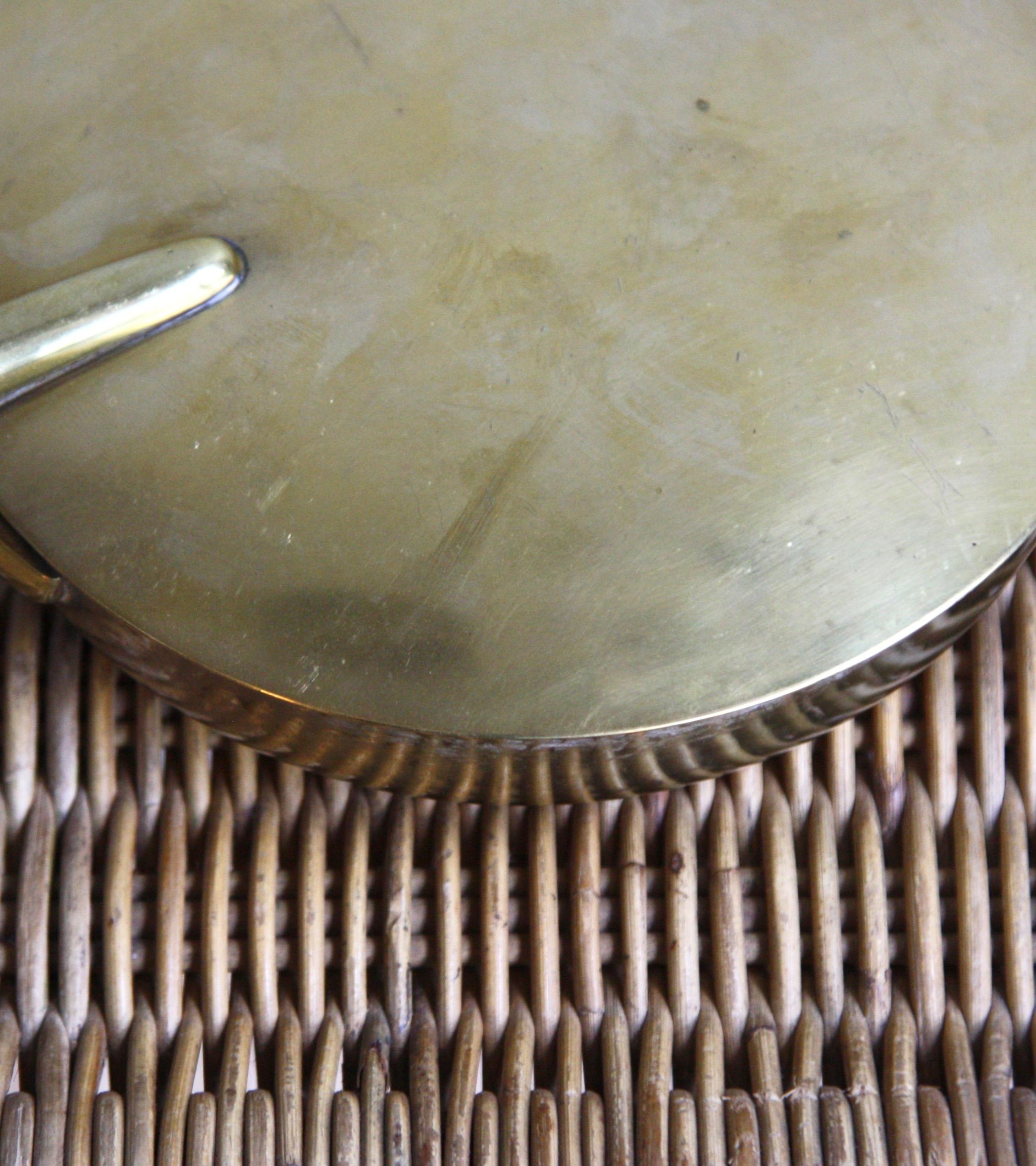 20th Century Carl Auböck II Large Lidded Brass Ashtray with Wenge Wood Carrying Handle, 1950