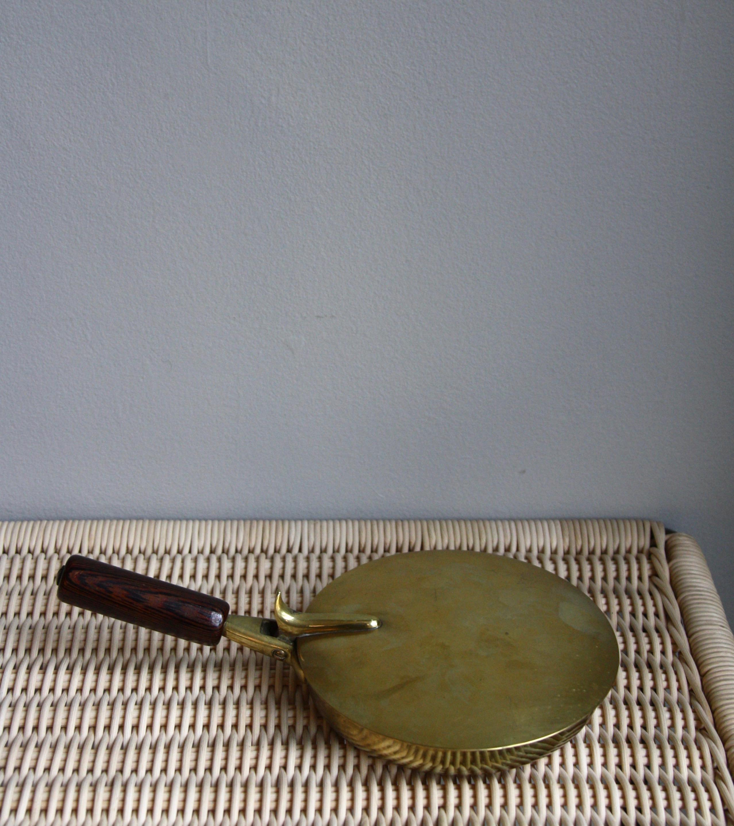 Carl Auböck II Large Lidded Brass Ashtray with Wenge Wood Carrying Handle, 1950 2