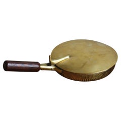 Vintage Carl Auböck II Large Lidded Brass Ashtray with Wenge Wood Carrying Handle, 1950