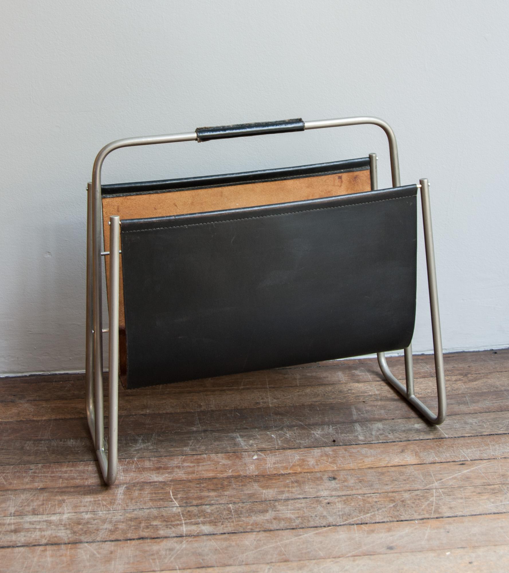 leather magazine stand